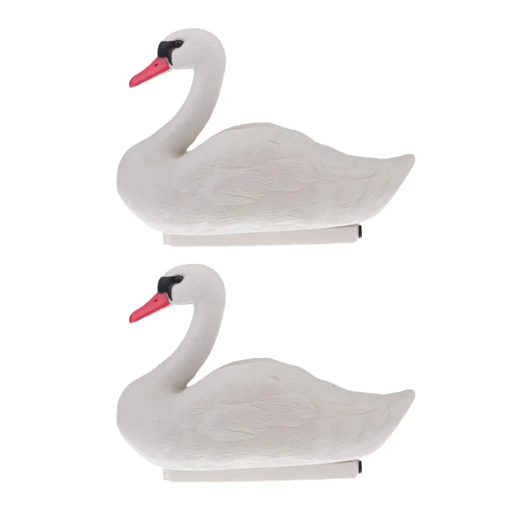 2pcs Elegant 3D Floating Swan Decoy Hunting Garden Lawn Decors Pest Scarer White 