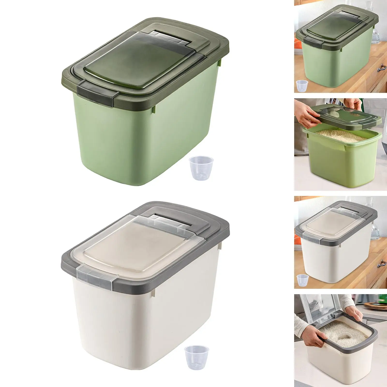 Cereal Rice Food Storage Container with Measuring Cup Pet Food Storage Box for Pet Food Flour Cat Dog Food Soybeans Bread