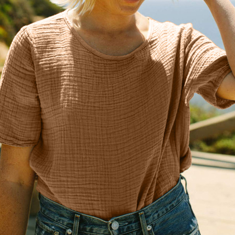 100% algodão, gaze sólida, casual, tops de