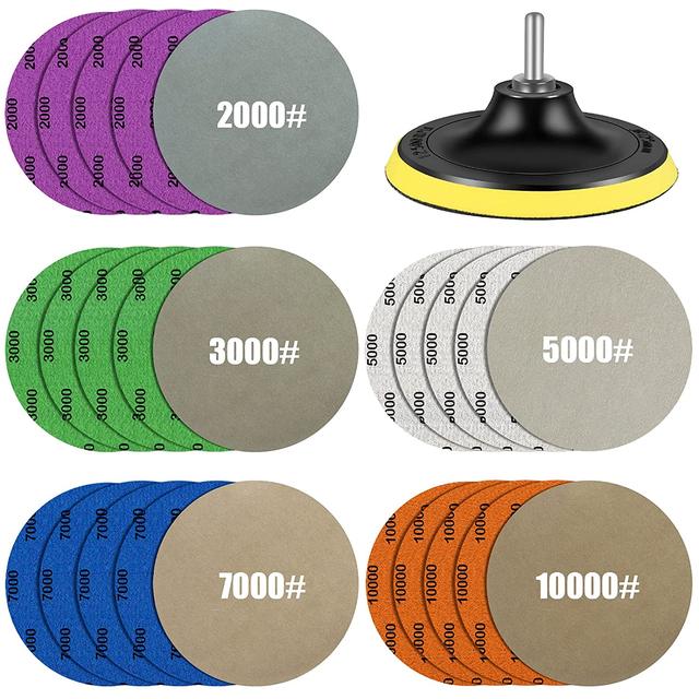 50/20pcs Carte Abrasive Gancio E Anello di 3 Pollici 3000 5000 7000  10000Grit Carta Vetrata Dischi Abrasivi Per asciutto Bagnato Rettifica  Utensili Abrasivi