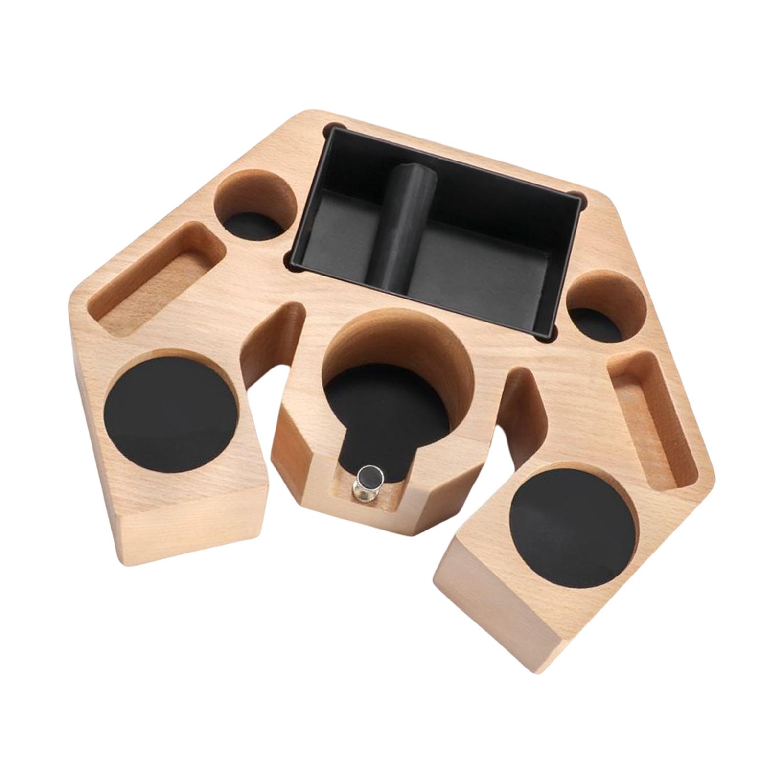 Wooden Espresso Knock Box Espresso Tamping Station, Cafe Machine Accessories for Home Office Cafe Unique Texture Durable Elegant