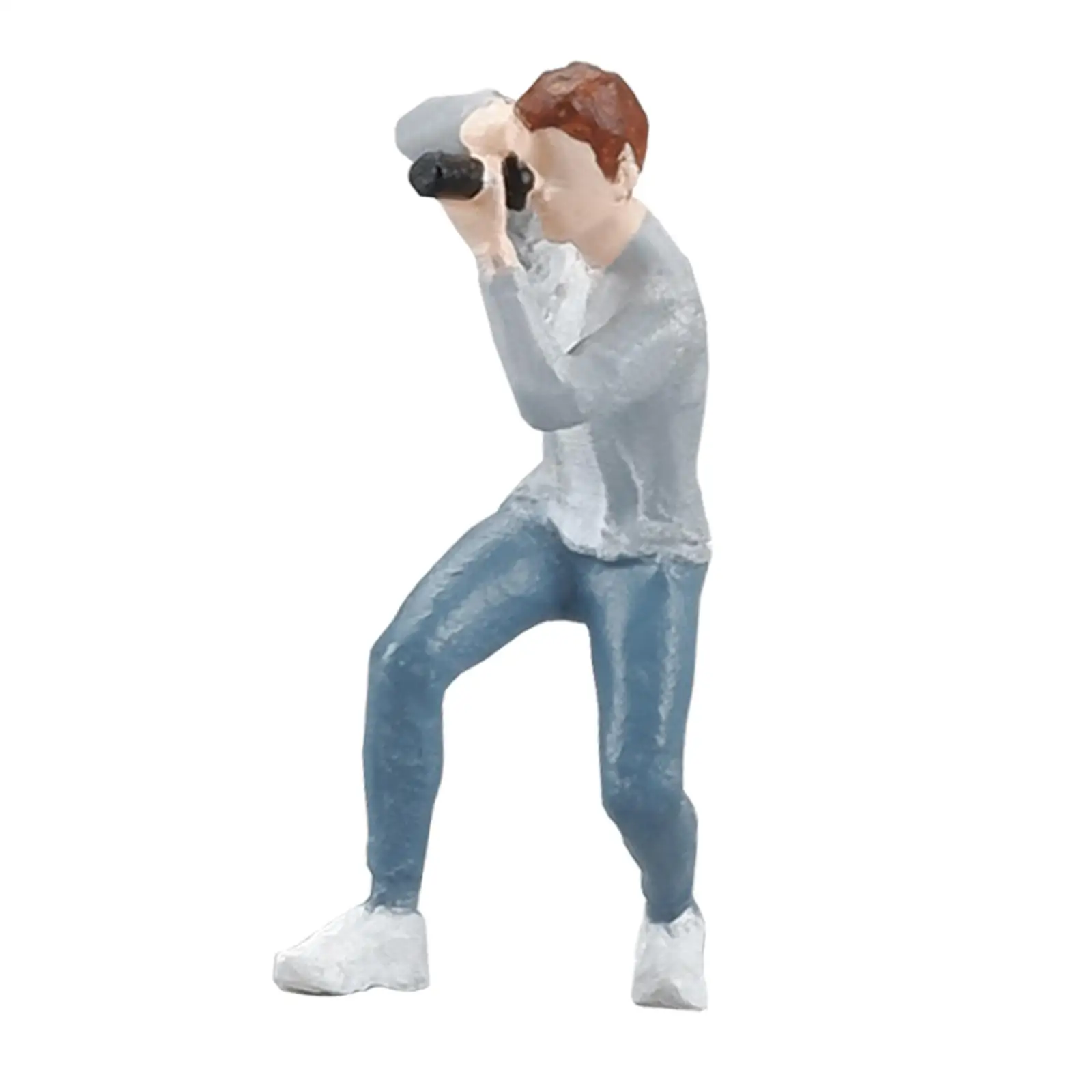 1/64 Miniature Figure Painted Photographer for Model Train Dollhouse Accessories Architecture Model Photo Props DIY Projects