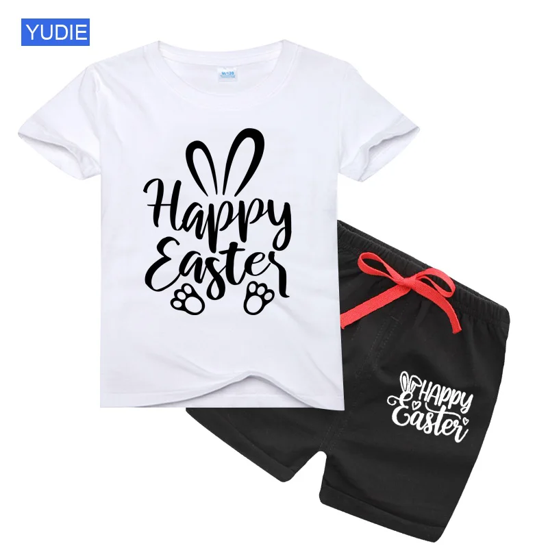 Kids Set Easter Baby Boys Girls Bunny Truck Rabbit Cotton Boutique Sets Top T-shirt Children Clothes Short Sleeve Tee Tops Sets clothing kid suit