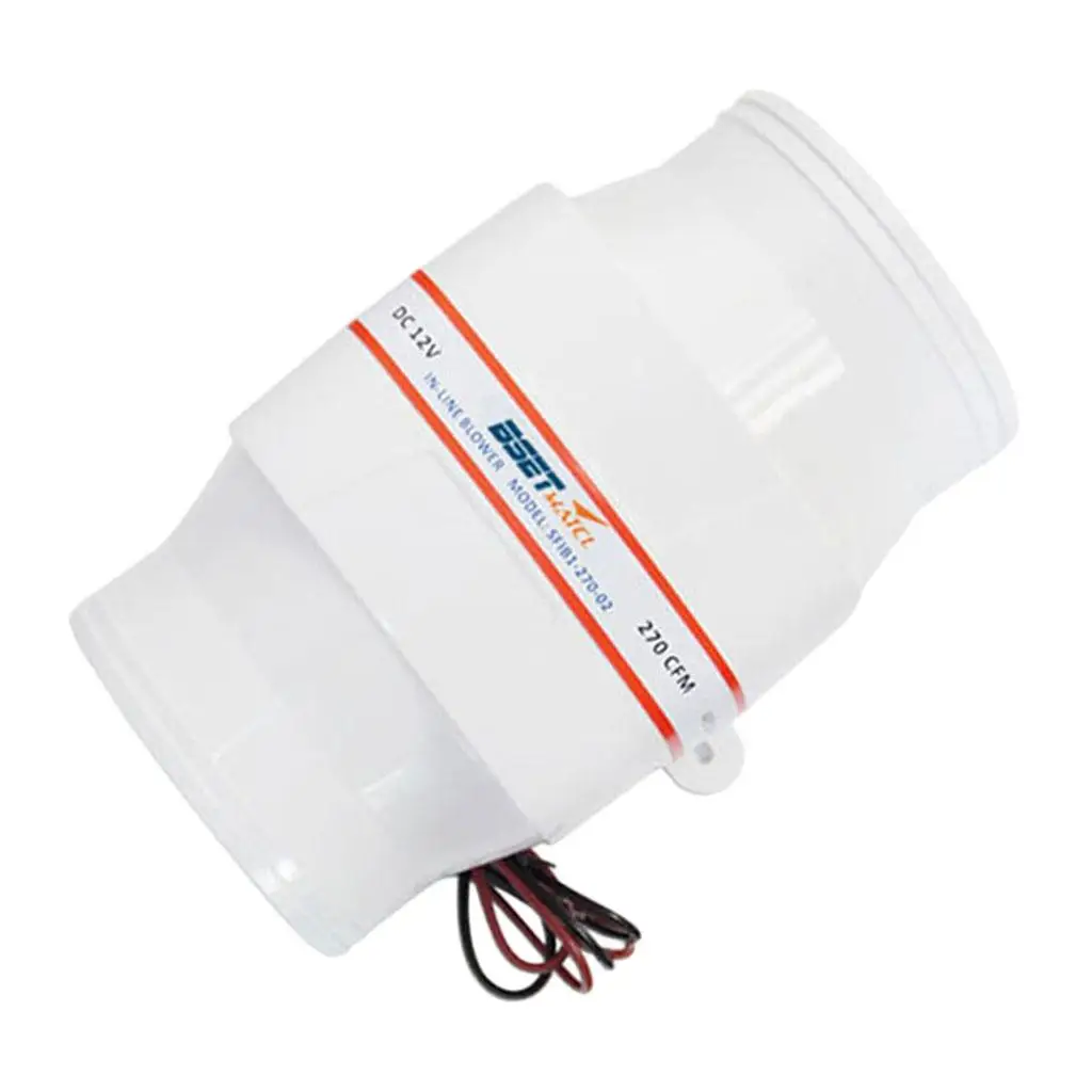 4 inch 270 CFM Silent Inline Blower, 12V   Fan  Circulation in Ducting, Vents,  Tents (White)