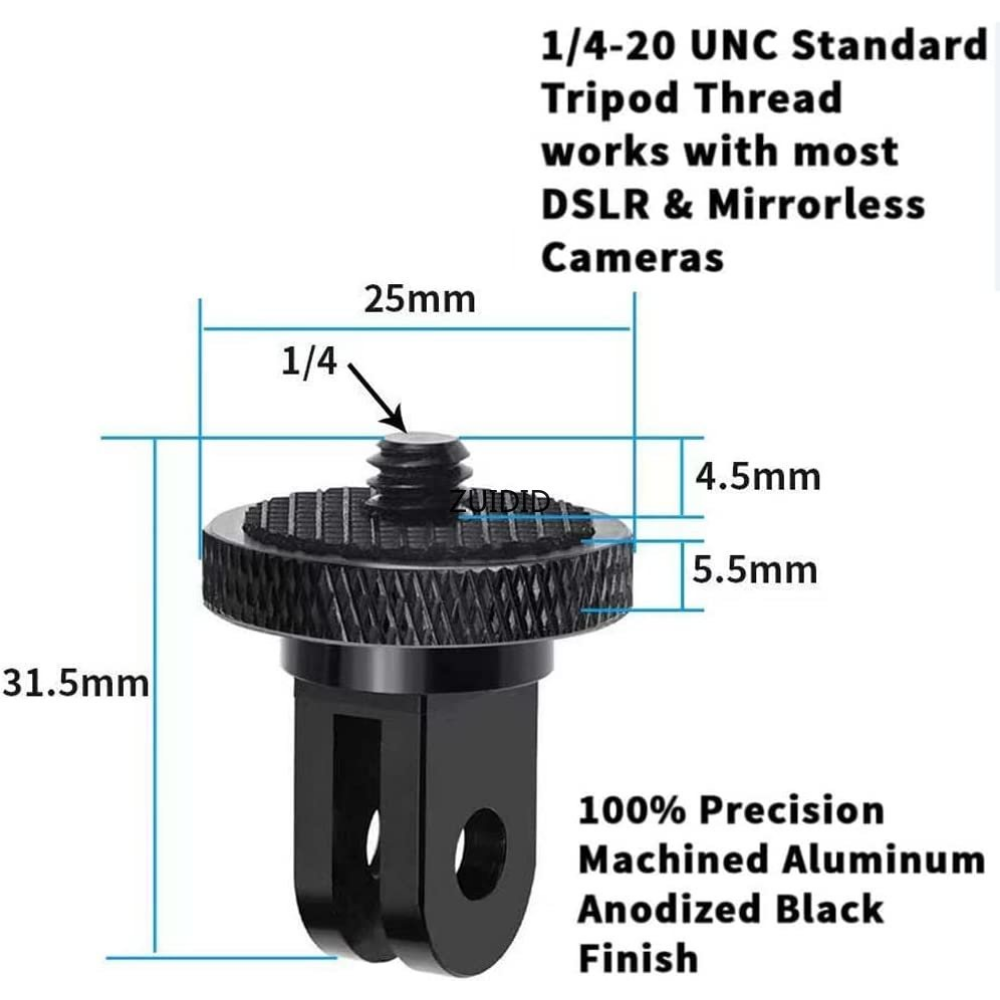 Title 11, Mini trépied CNC en aluminium, adaptateur à têt...