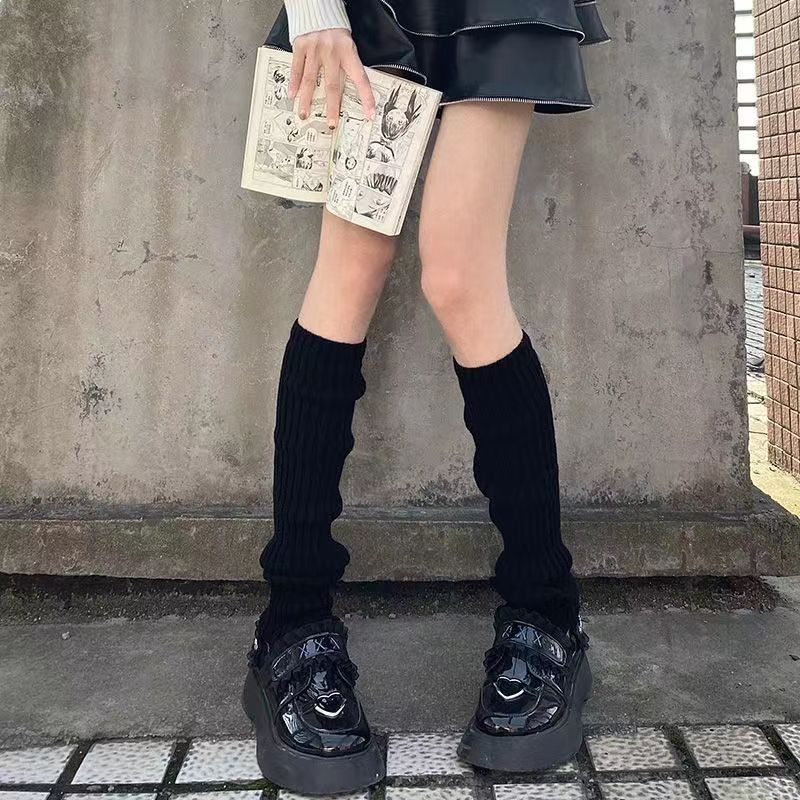 Description Picture 4 of item40//50/70cm Knitted Long Socks Leg Warmers Thickened Wool Leg Cover Winter JK Lolita Socks Y2K Fashion Clothes Accessories