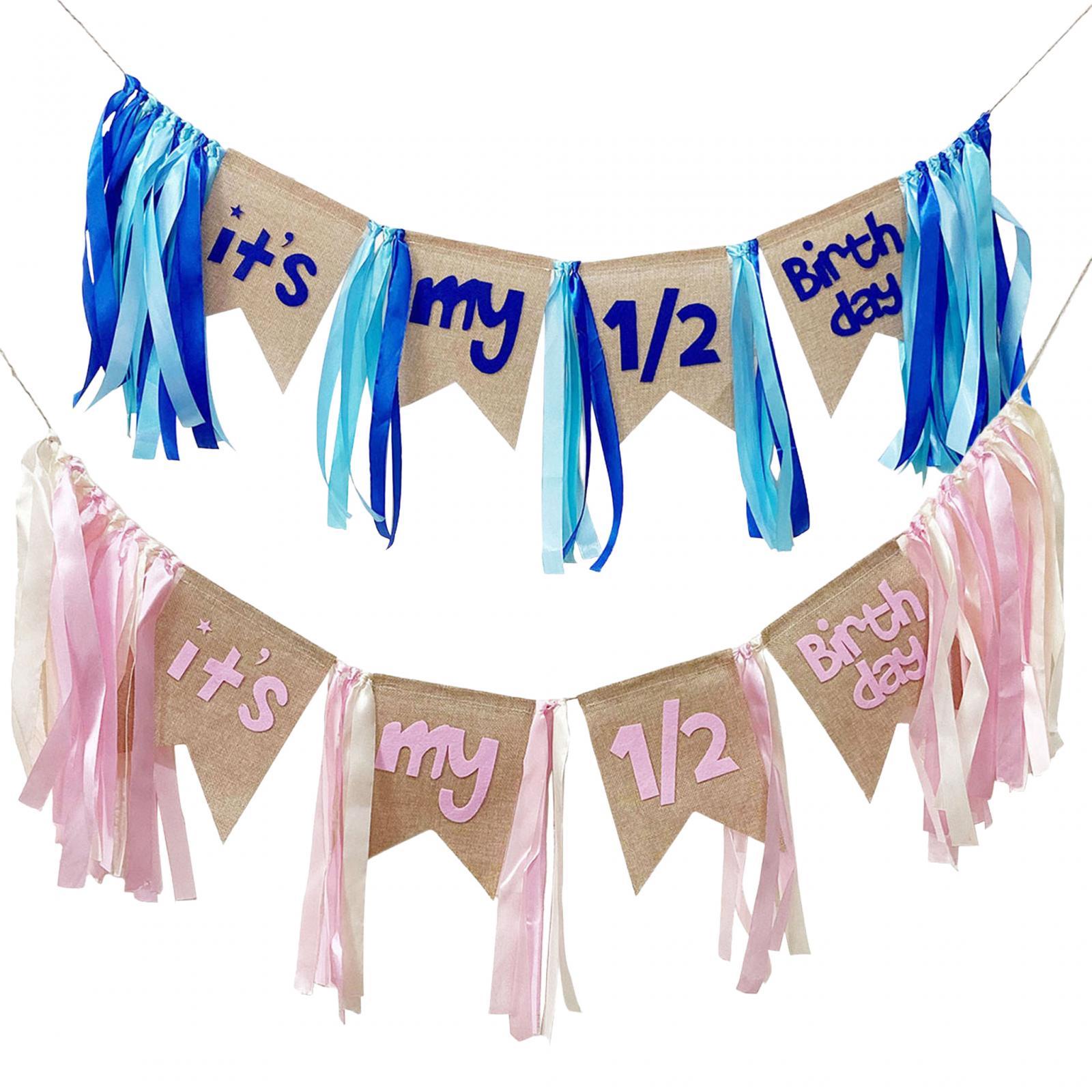 Description Picture 2 of itemHigh Chair Banner Backdrop Garland Photo Prop Half Year Birthday Banner Birthday Decoration for Kids Room Decor Party