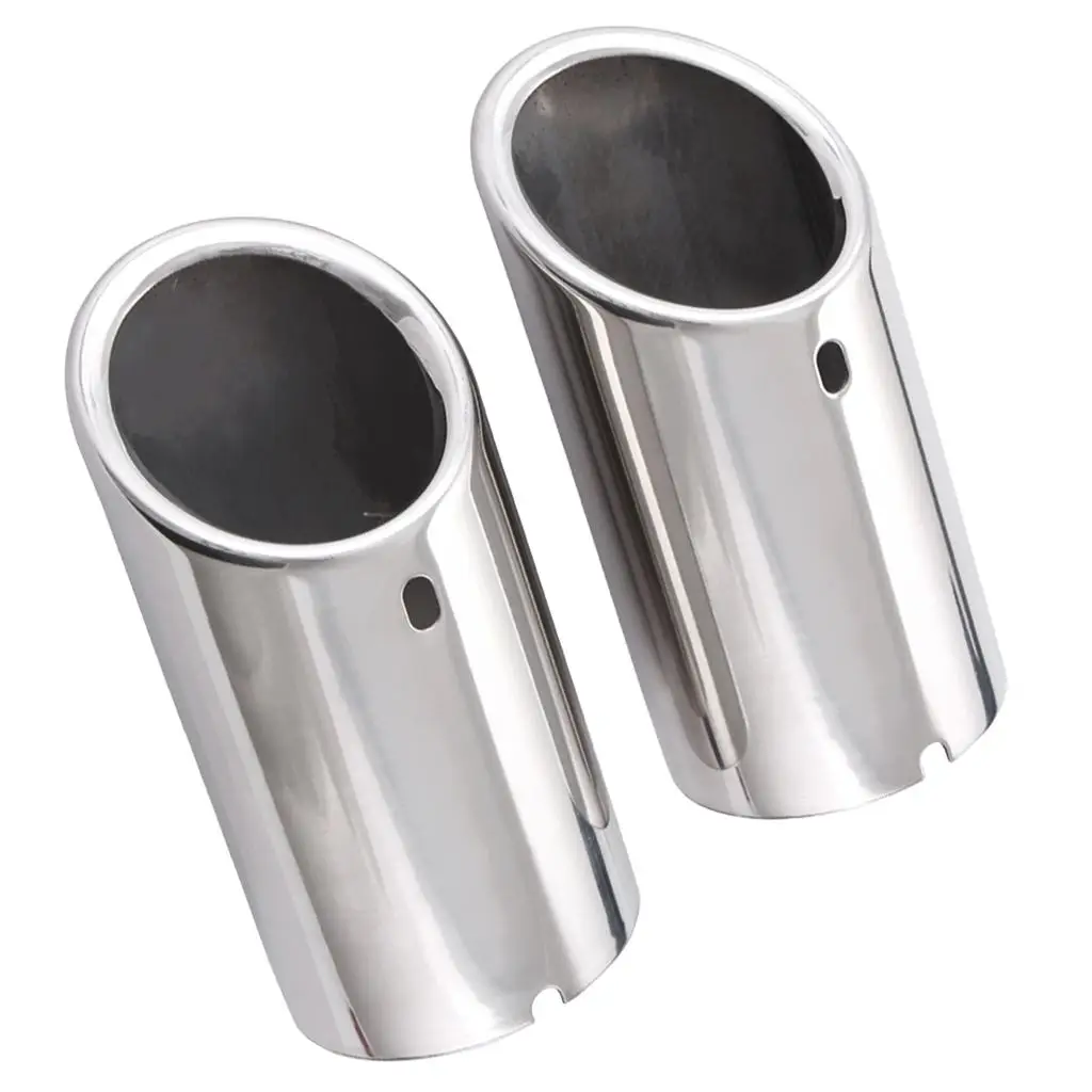 Car Round Gray Stainless Steel Chrome Exhaust Tail  Tip Pipe