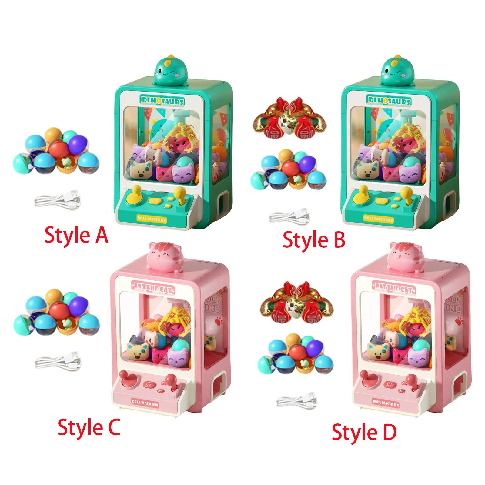 Mini Vending Machine Birthday Gift with Music & Light Claw Machine Candy Dispenser Toys for Adults Kids Boys Girls