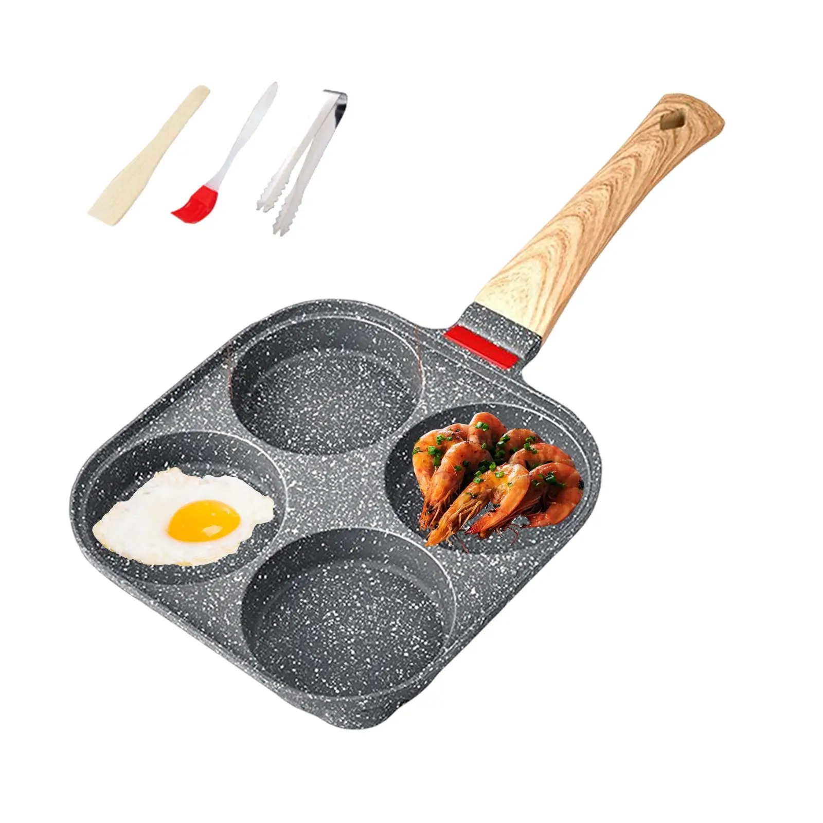 Mini Egg Frying Pan Skillet Omelette Egg Frying Pot Wood Handle Breakfast Maker Cookware Omelet Kitchen