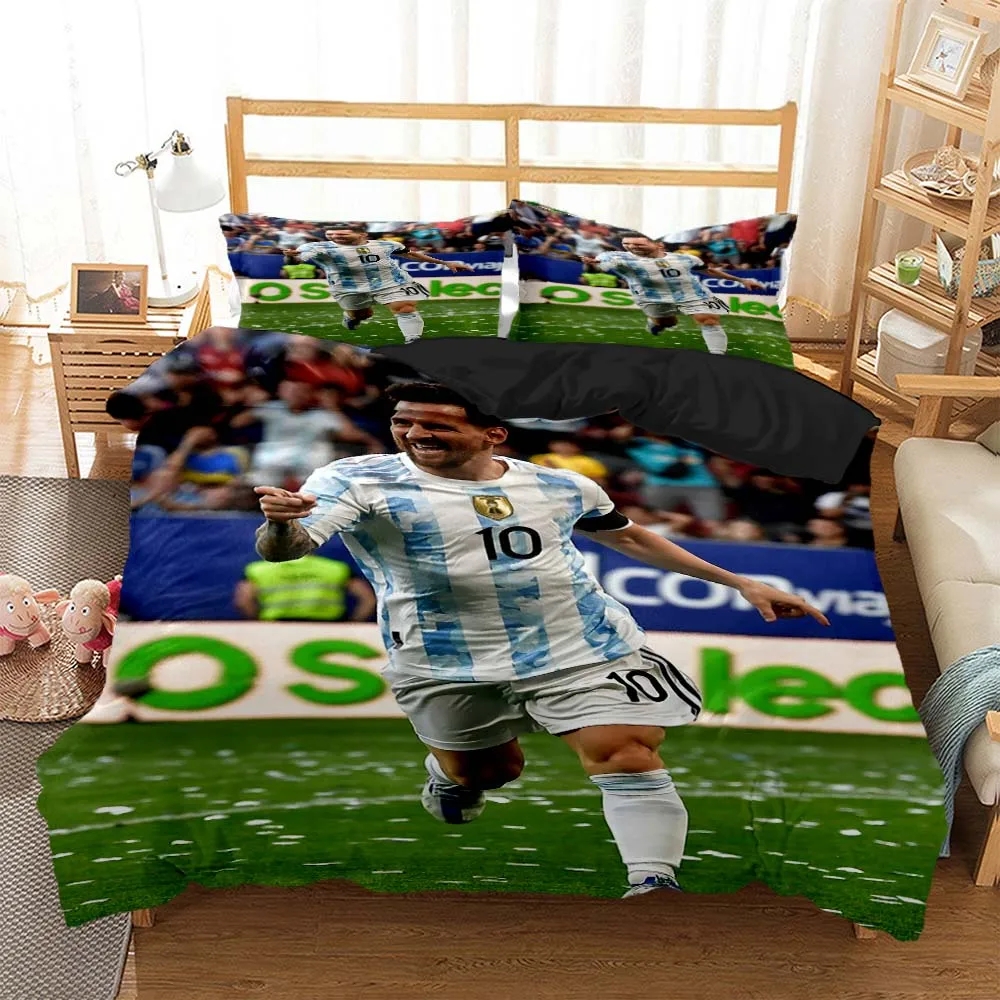 Fußball Superstar Mode 3d gedruckt Bettwäsche Königin Bettwäsche-Set weich und bequem angepasst King-Size-Bettwäsche-Set für Jungen