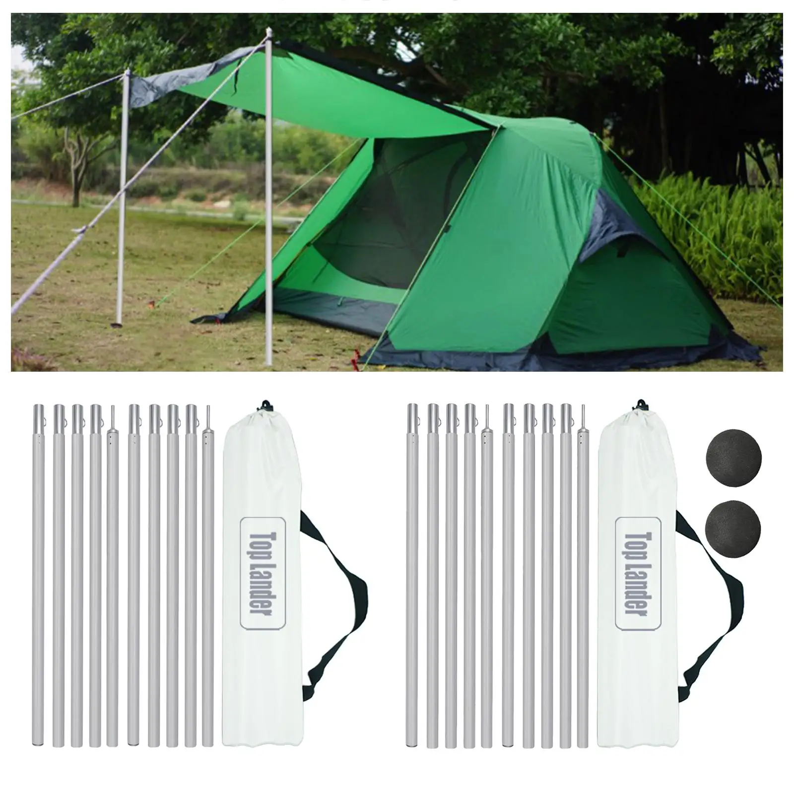 Adjustable Camping Tent Pole Support Rods Awning Poles Tarp Canopy Hiking