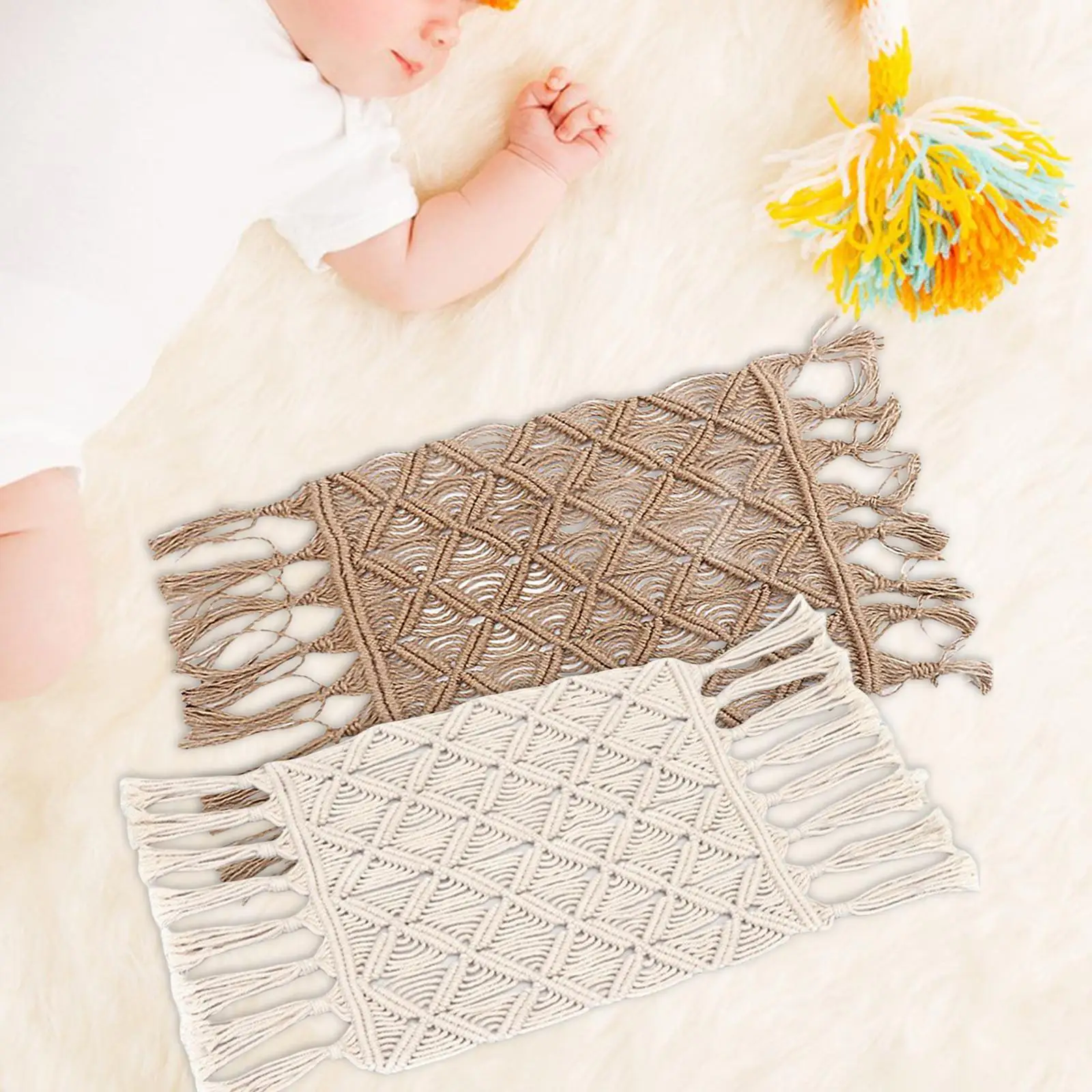 Knitting Tassel Blanket Photography Props Handcraft for Newborn Studio