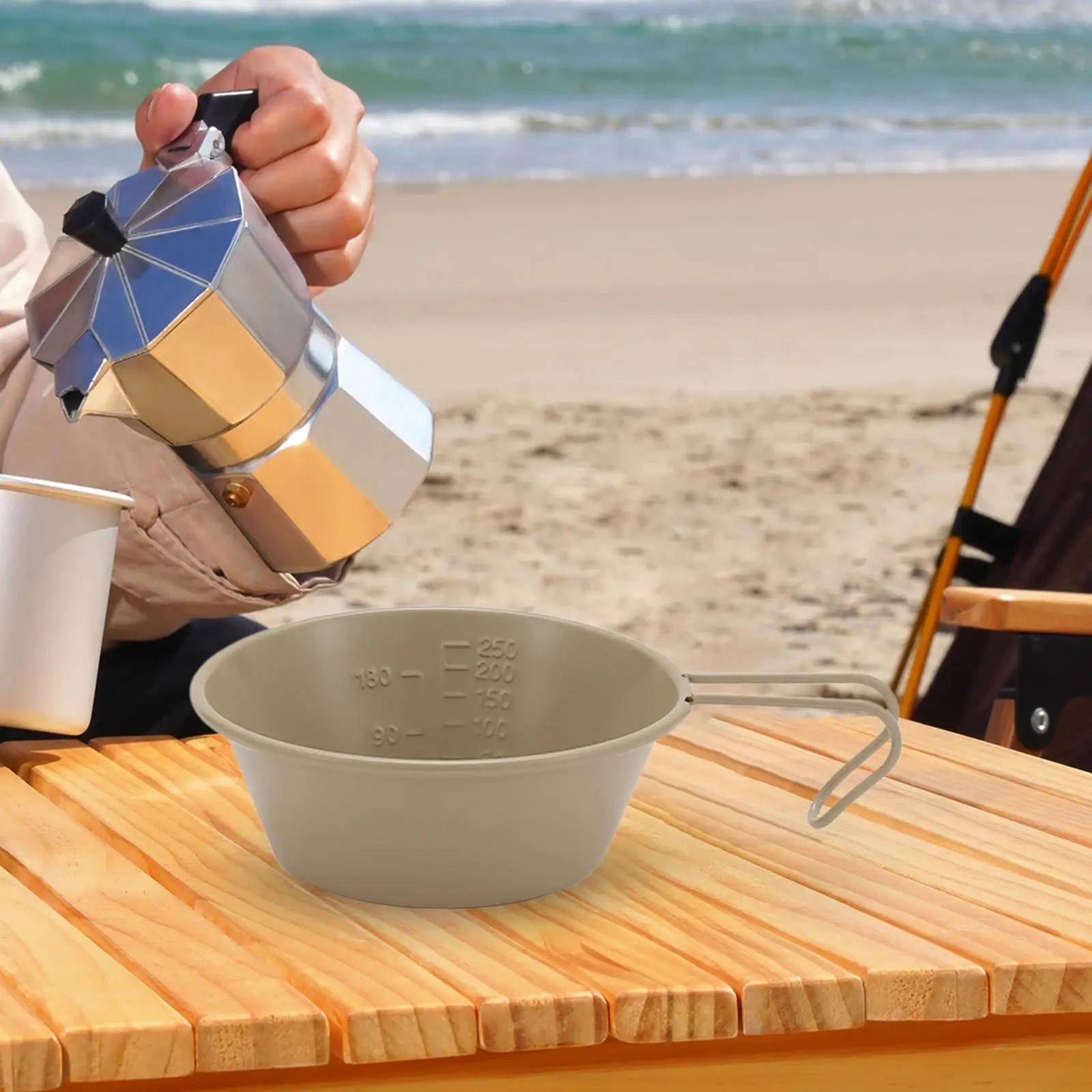 Camping Cups Utensils Mixing Cup Dinnerware Outdoor Cookware Stainless Steel Bowl Pan for Picnic Adventure Travel Cereal Cooking