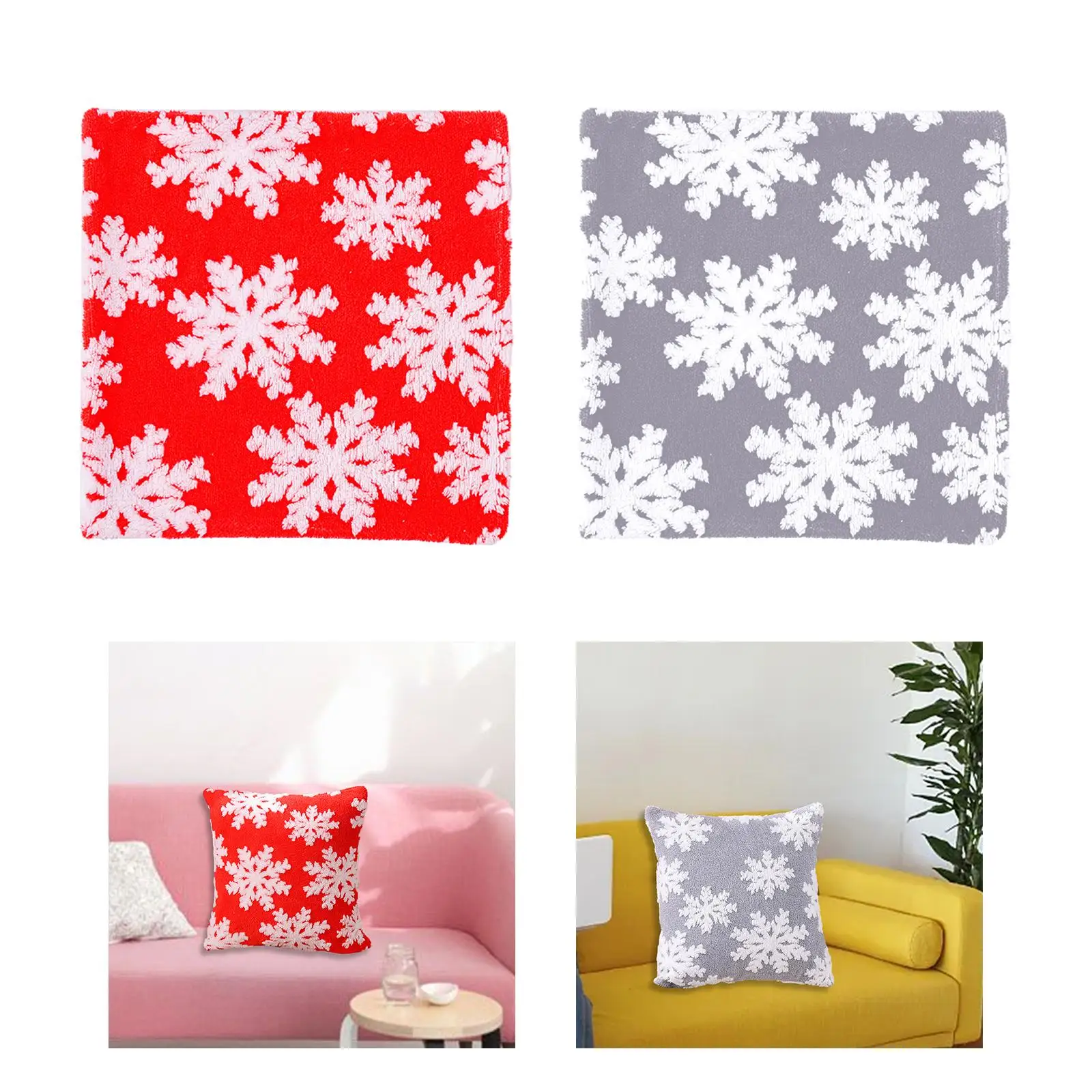 Christmas Throw Pillow Covers Winter Xmas Snowflake Pattern Christmas Cushion Cover for New Year Home Room Car Chair Sofa