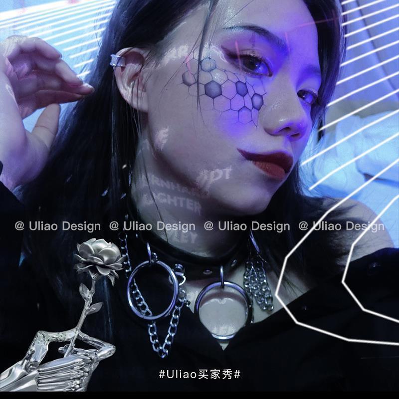 10 Teile/satz Gesicht Aufkleber Cyberpunk Platine Tattoos Temporäre Wasserdichte Tattoo Halloween Maschinen Gefälschte Tatto Karneval – Detail 3