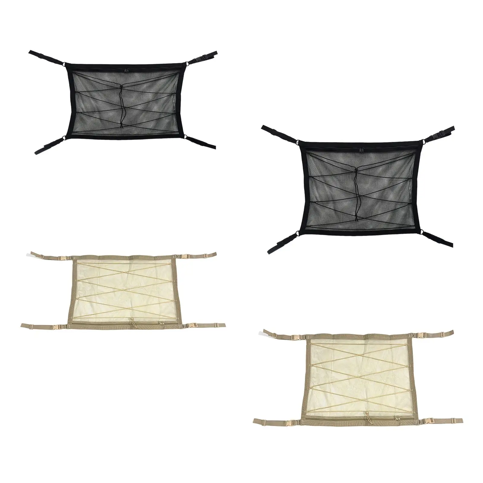 Portable Car Ceiling Storage Net with Double Zipper for Sundries Quilt