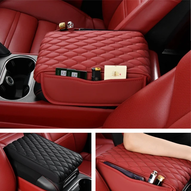 PU Leather Car Armrest Mat With storage bag Center Console Auto Armrests  Storage Box Cover Pad Arm Rest Protection Cushion - AliExpress