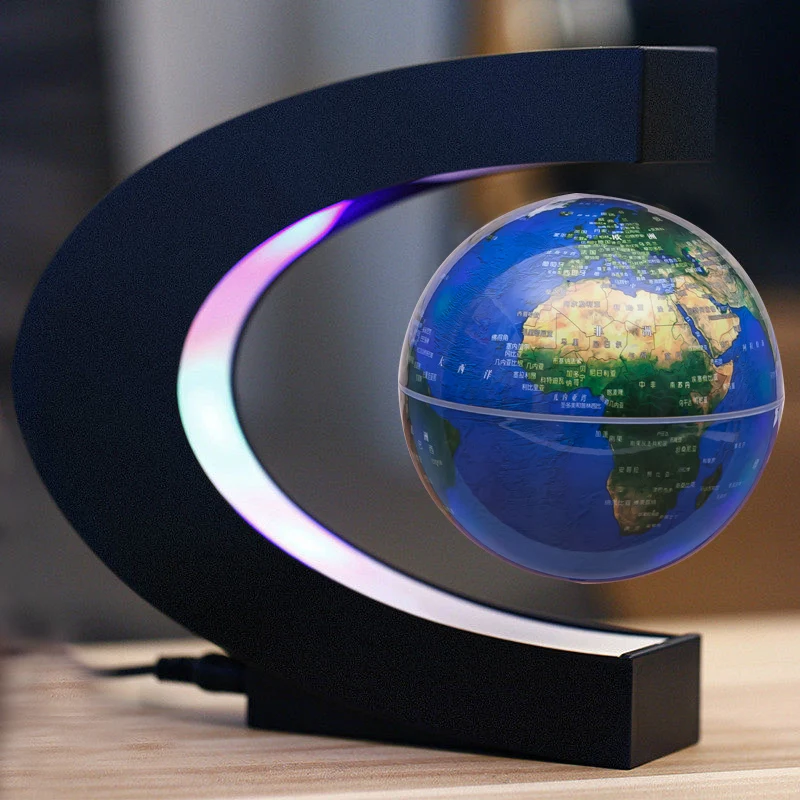 Decorative Figurines Maglev Globe Self Rotating Luminous Office