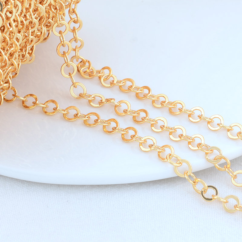 5*5MM 4MM 18K Goldfarben plattierte Messing-Rundkette für die Schmuckherstellung, DIY-Halsketten, Armbänder, Schmuckherstellungszubehör – Detail 3
