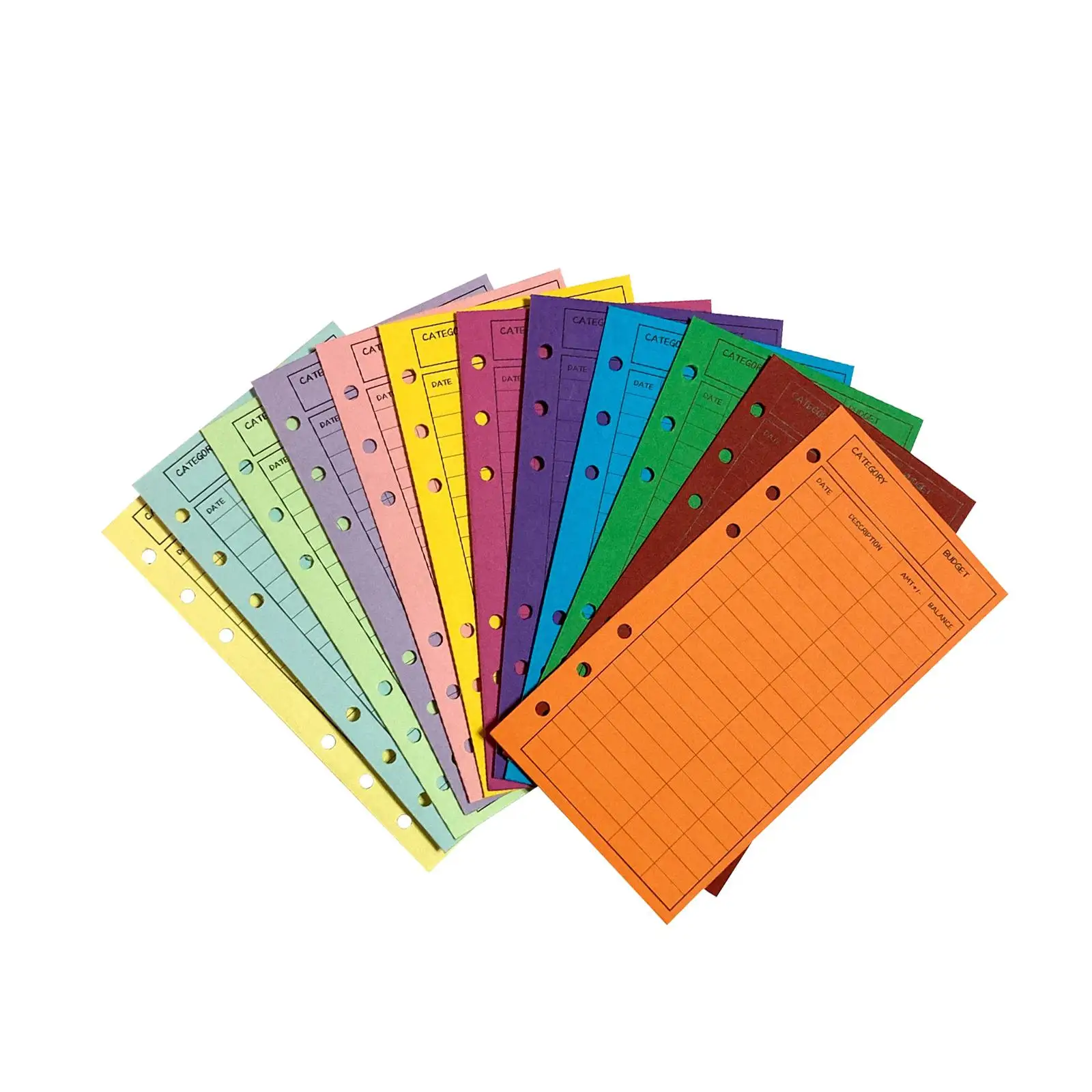 12Pcs Budgeting Envelopes Cardstock Budget Binder Deposit Envelopes with Punch Hole Stylish Cash Envelope System Assorted Colors