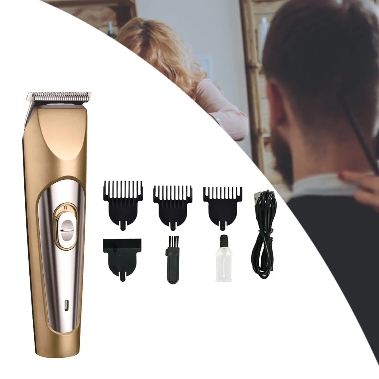 Professional Hair Clipper Stainless Steel Removable USB Rechargeable for Men