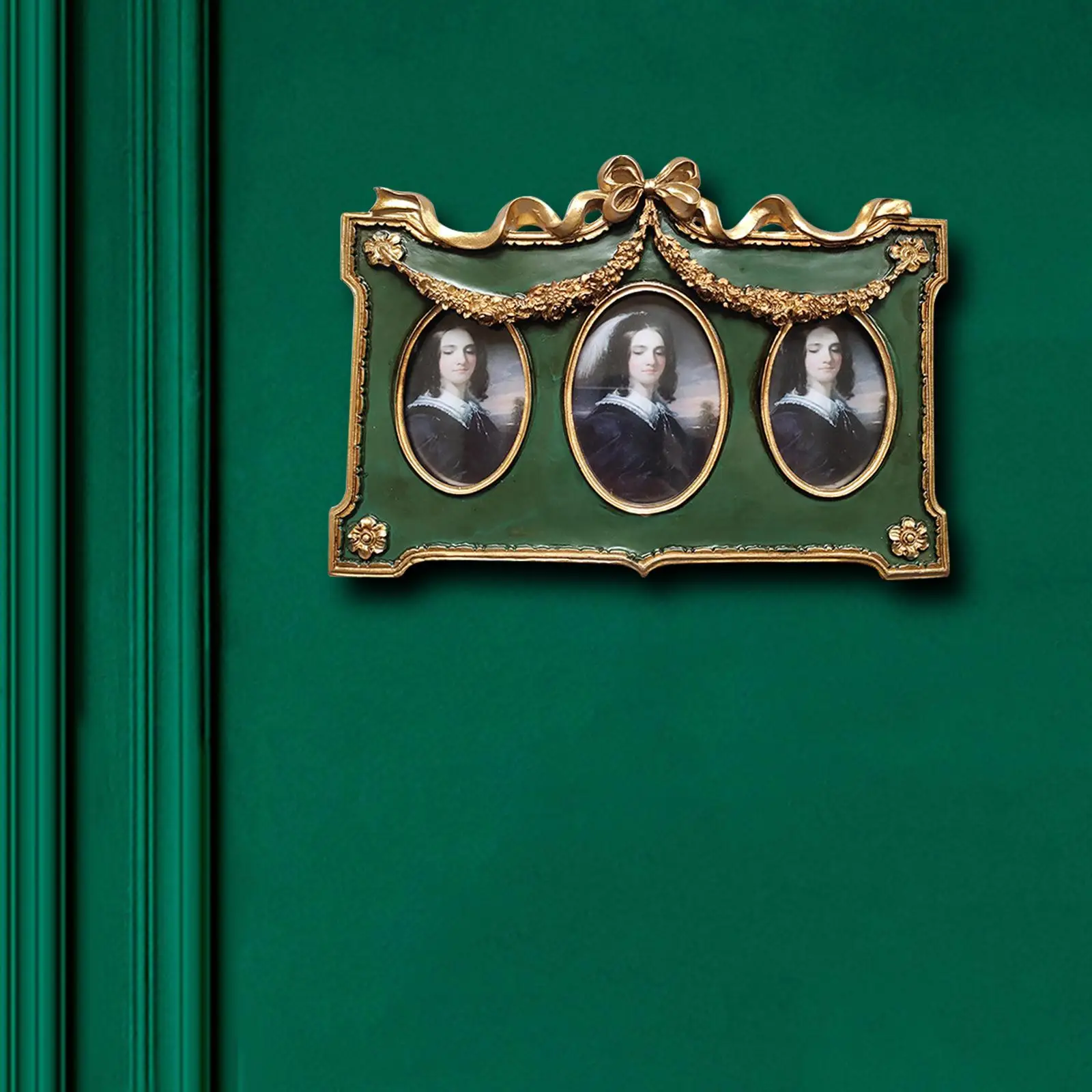 Retro Green Resin Photo Display frame, wall Hanging Decoration Elegant Gift Rectangle