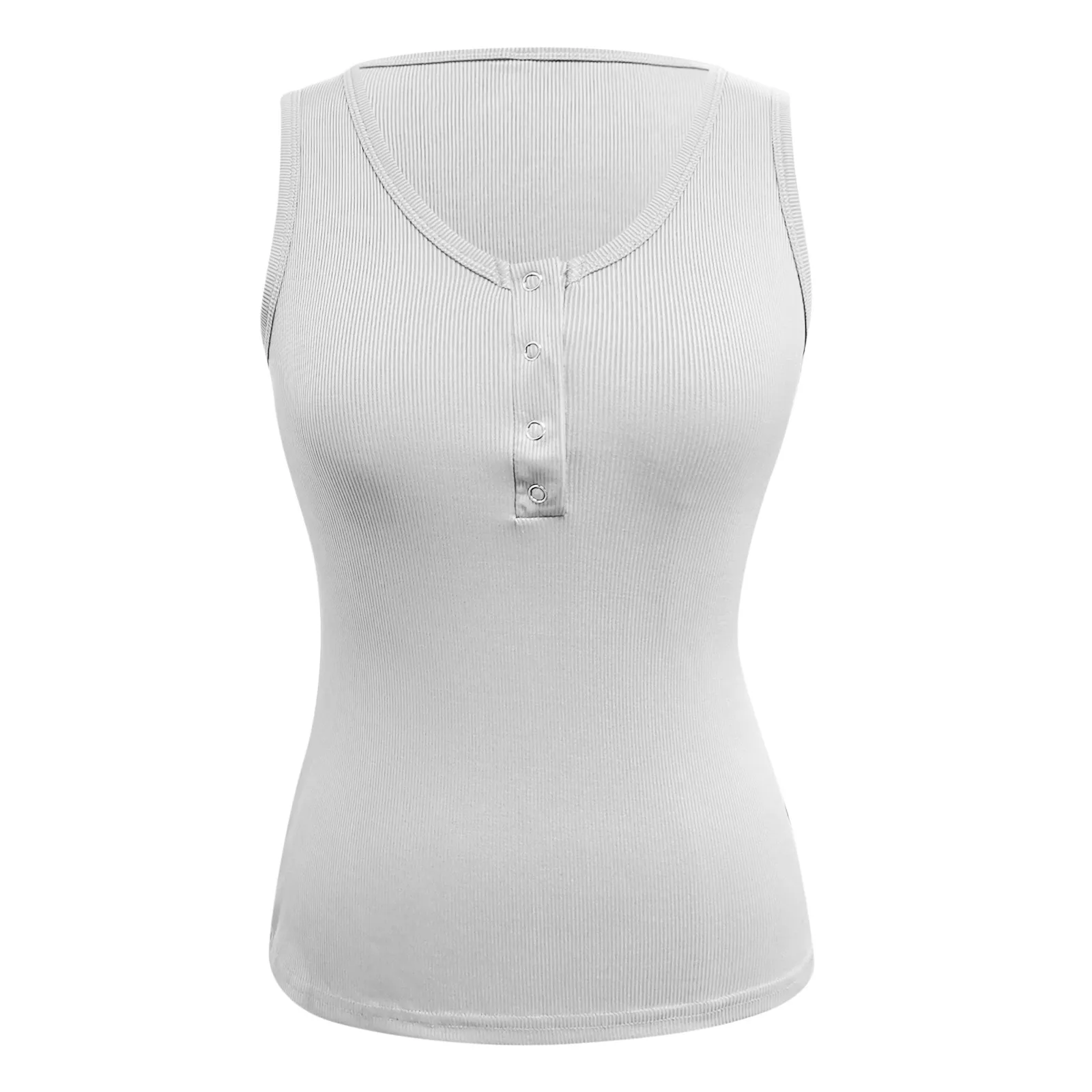 Women Solid Top Shirt Round Neck Button Vest Sleeveless Sexy Top Casual Slim Shirt Splice T-Shirt Tank Top tops for women gym bra