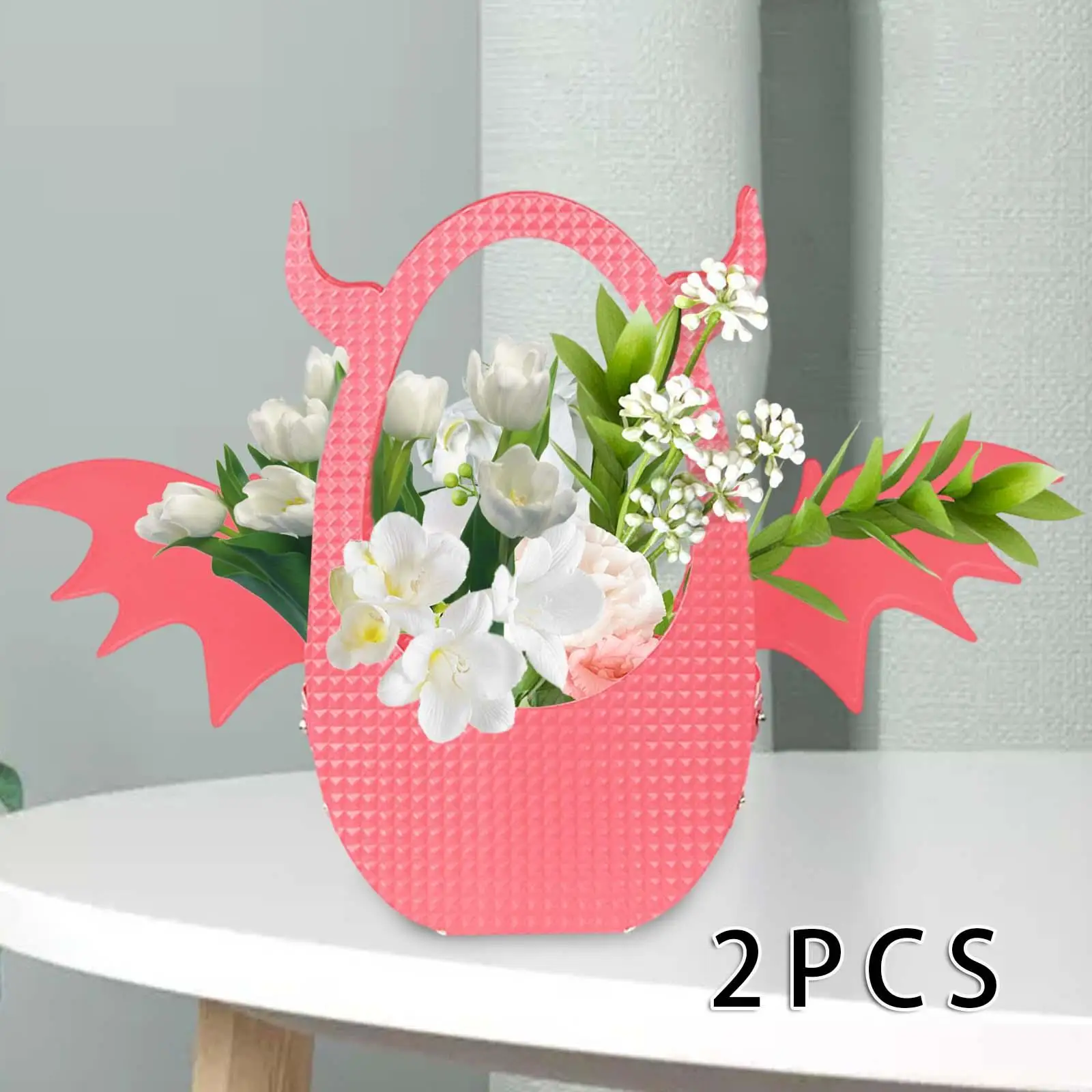 2x Flower Box Flowers Arrangements Photo Prop Flower Girl Basket for Celebration Valentine`s Day Anniversary Ceremony Party