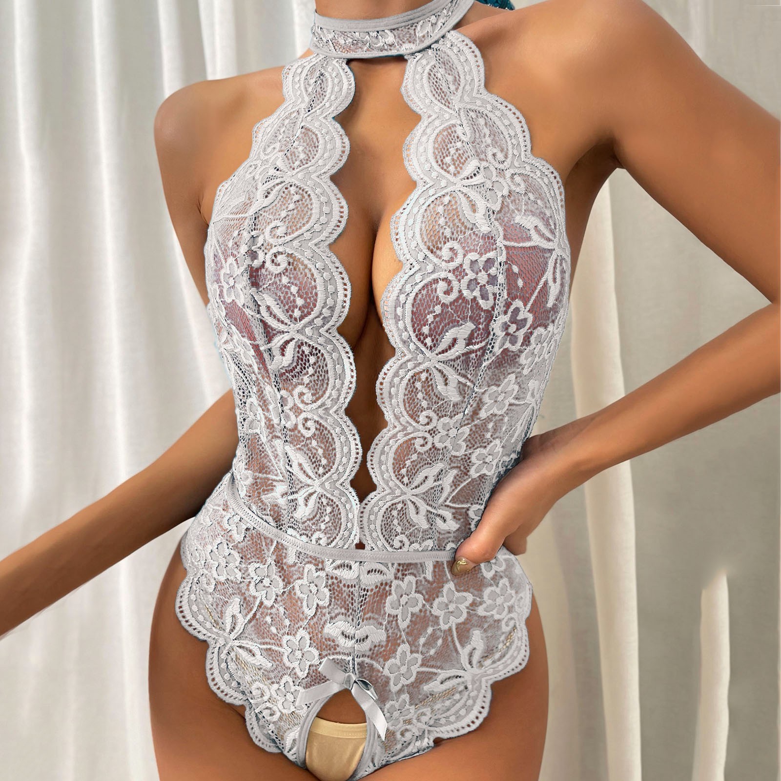 One Piece Teddy Bodysuit Women Sex Open Bra Crotchless Underwear Transparent Lingerie Lenceria Erotic Mujer Sexi Body Suit