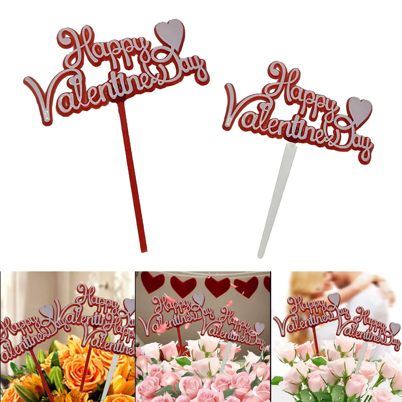 12 Pieces Valentine`s Day Cupcake Toppers Party Supplies Valentine`s Day Cake Toppers for Valentine Theme Engagement Party