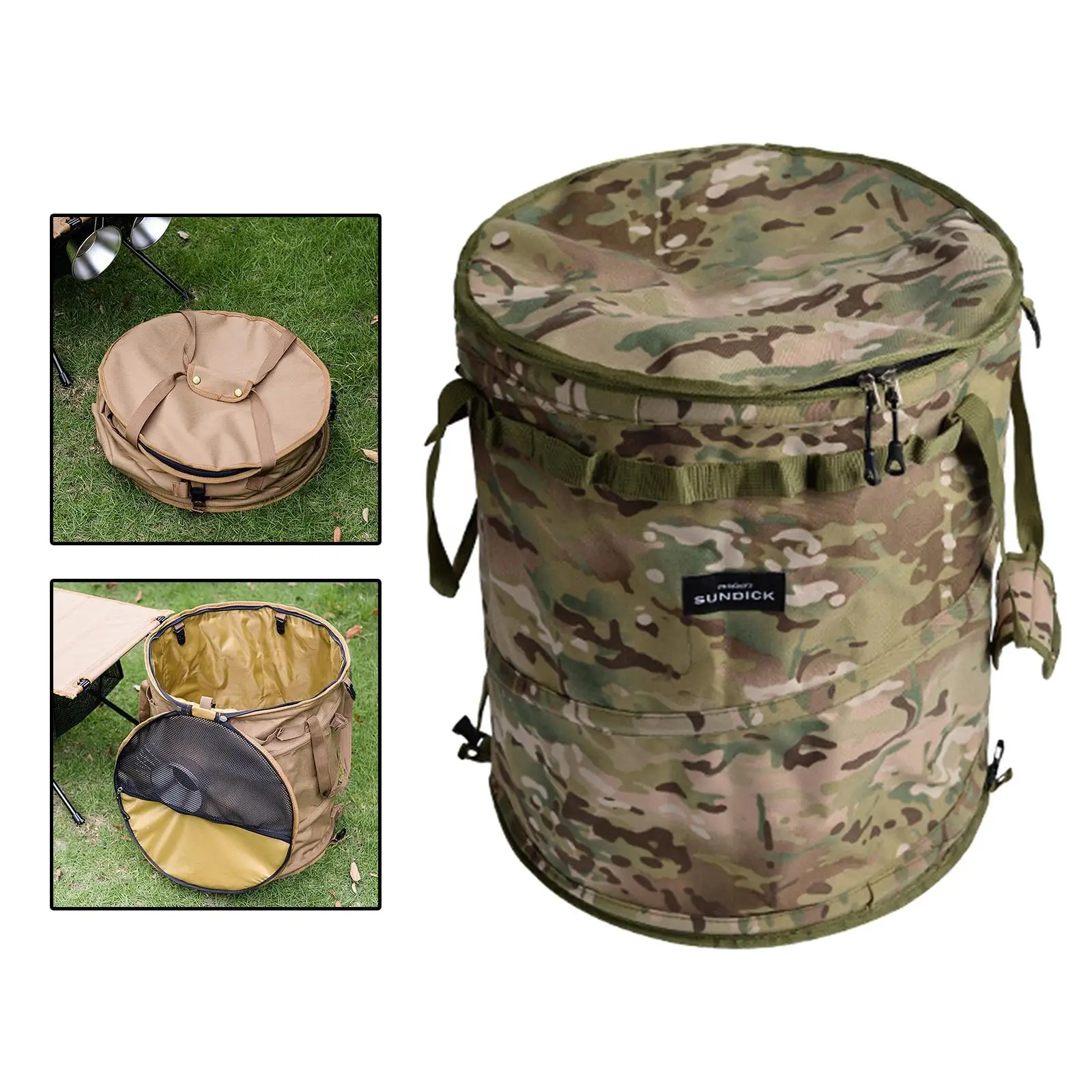Camping Trash Can Folding Multifunctional with Clips 13 Gallon for Picnic