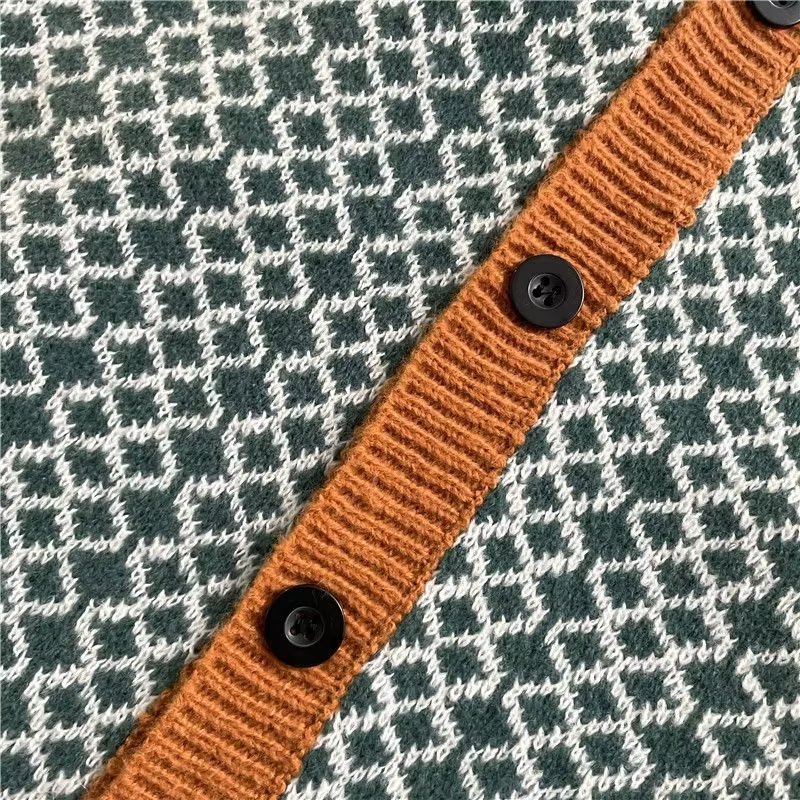 Description Picture 6 of itemEBAIHUI Men's Sweater Tank Spring and Autumn Vintage V-neck Male Cardigan Vest Contrast Sleeveless Knit Man Top