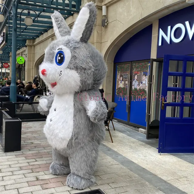 Costume gonfiabile della mascotte del coniglio adulto coniglietto