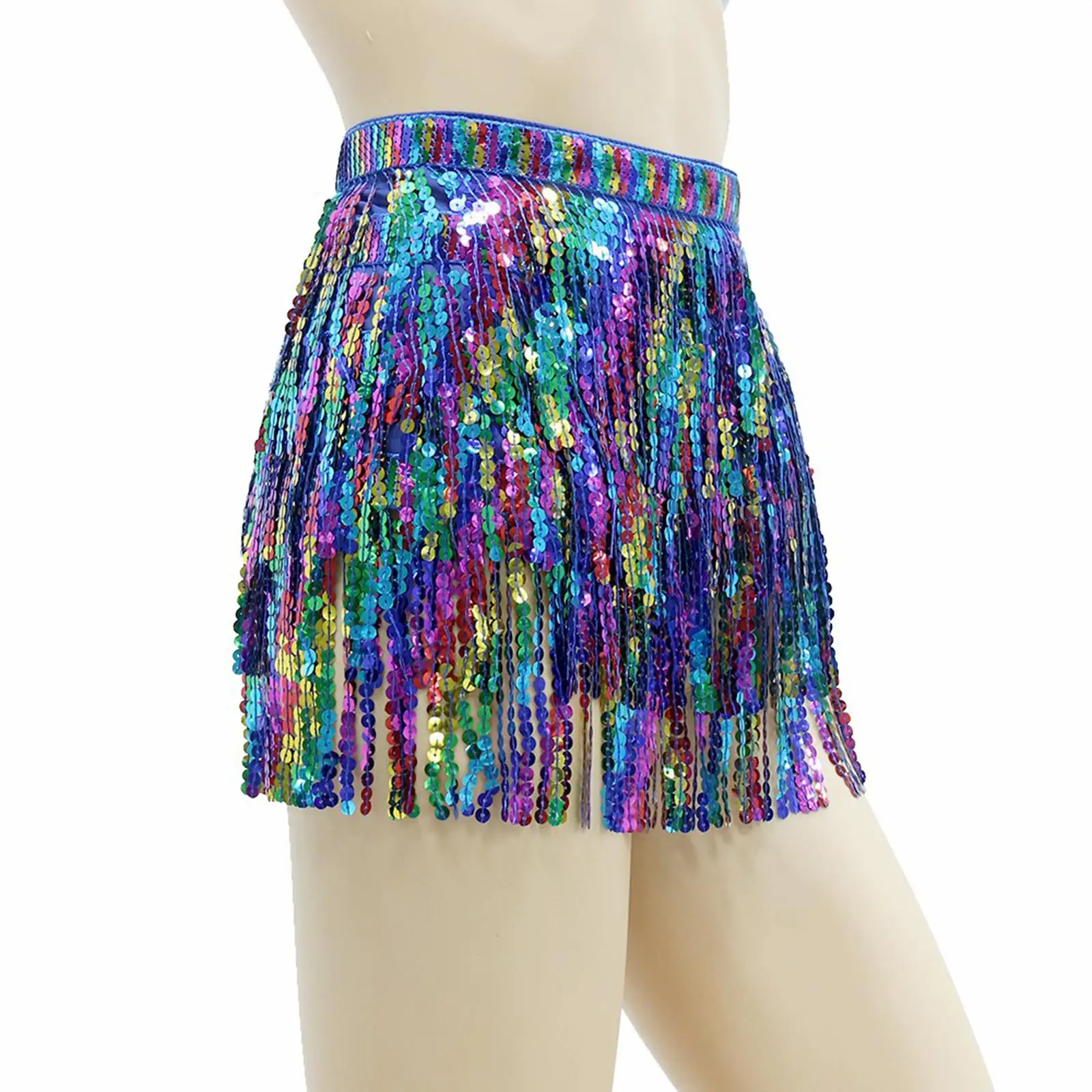 Scarf Sequin Wrap Rave Costume Sequin Fringe Skirts for Festivals Dancing