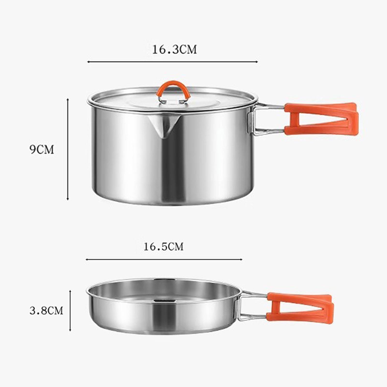 Camping Cookware Compact Lightweight Durable Stainless Steel with Mesh Carry Bag for Camp Outdoor Hiking Backpacking Equipment