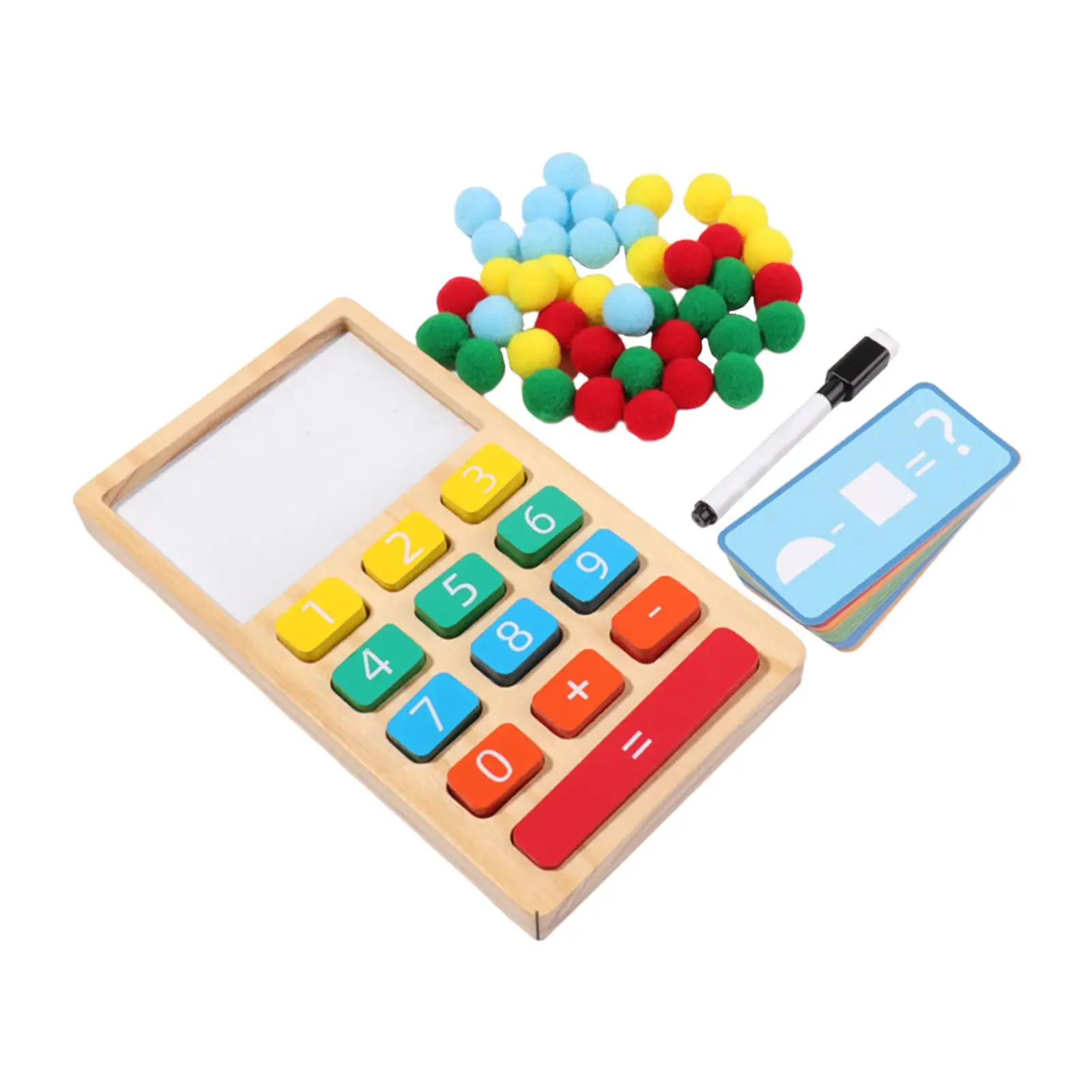 Wooden Calculator Addition Subtraction with 40 Balls and Number Cards learn Math for Homeschool Toddler Party Toys