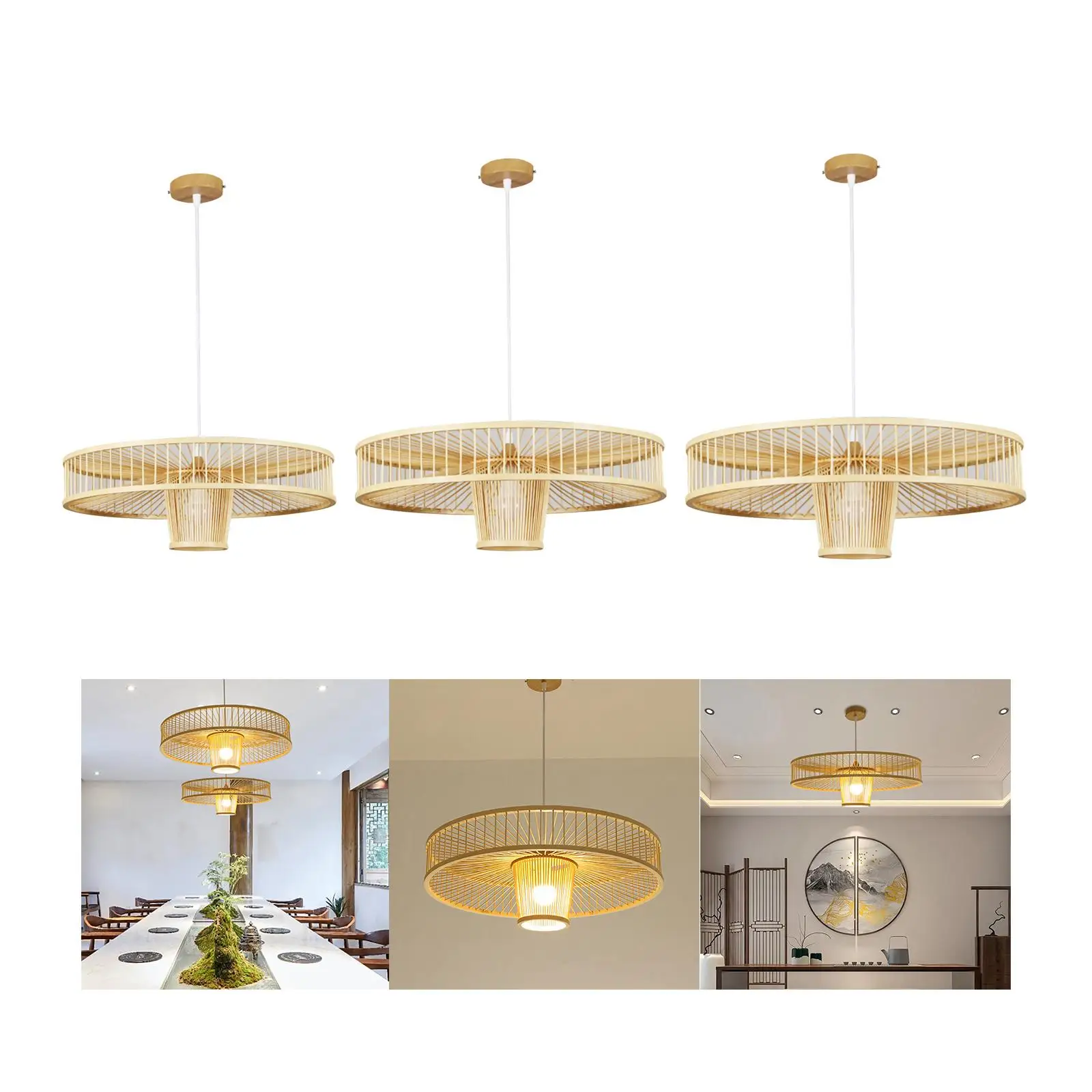 Nordic Pendant Ceiling Light Shade Hanging Light Fixture E27 Base Bamboo Bulb Guard for Hallway Homestay Entryway Cafe Decor