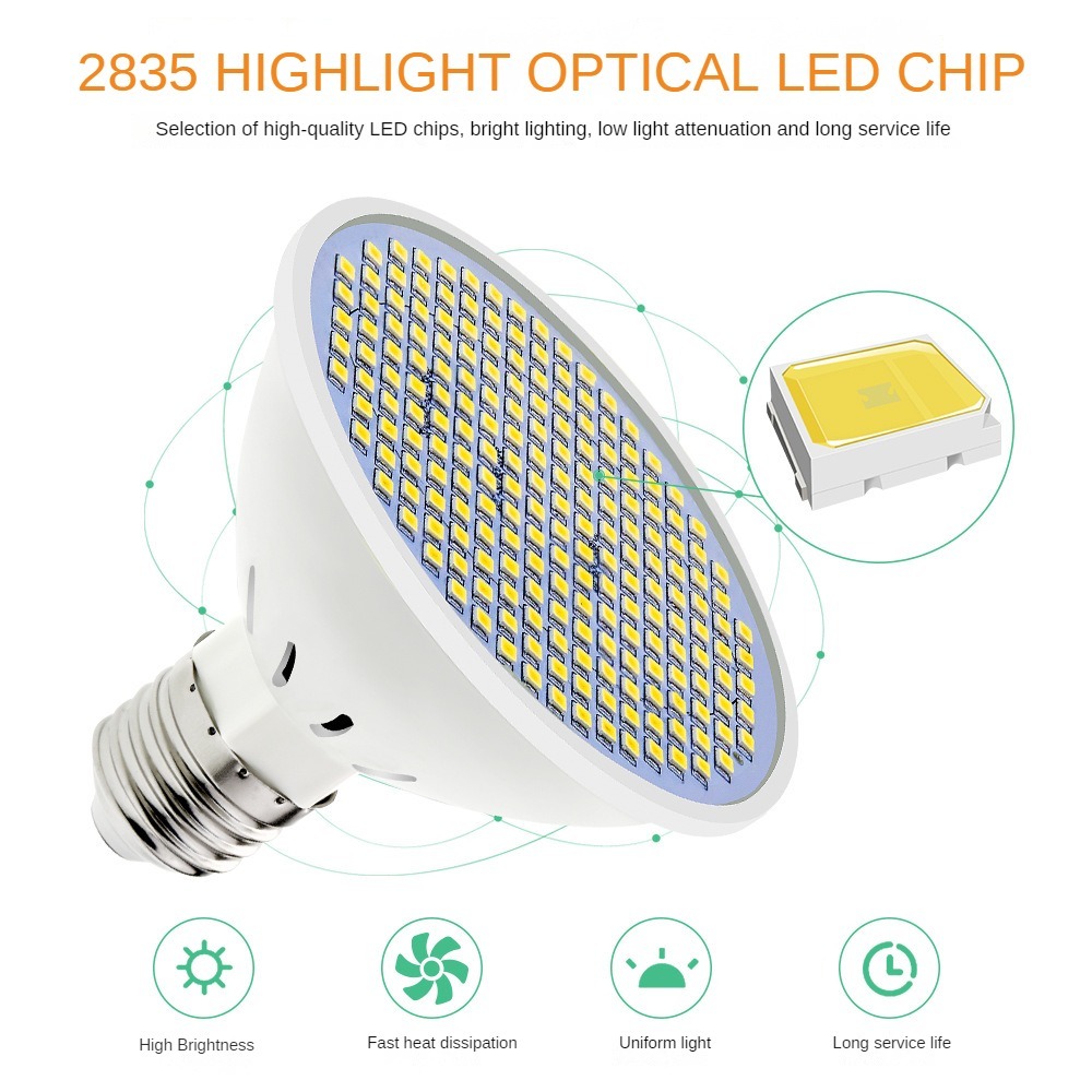 lâmpada Spotlight, lâmpada E27, 200 LEDs, 2835, 85-265V, 220V