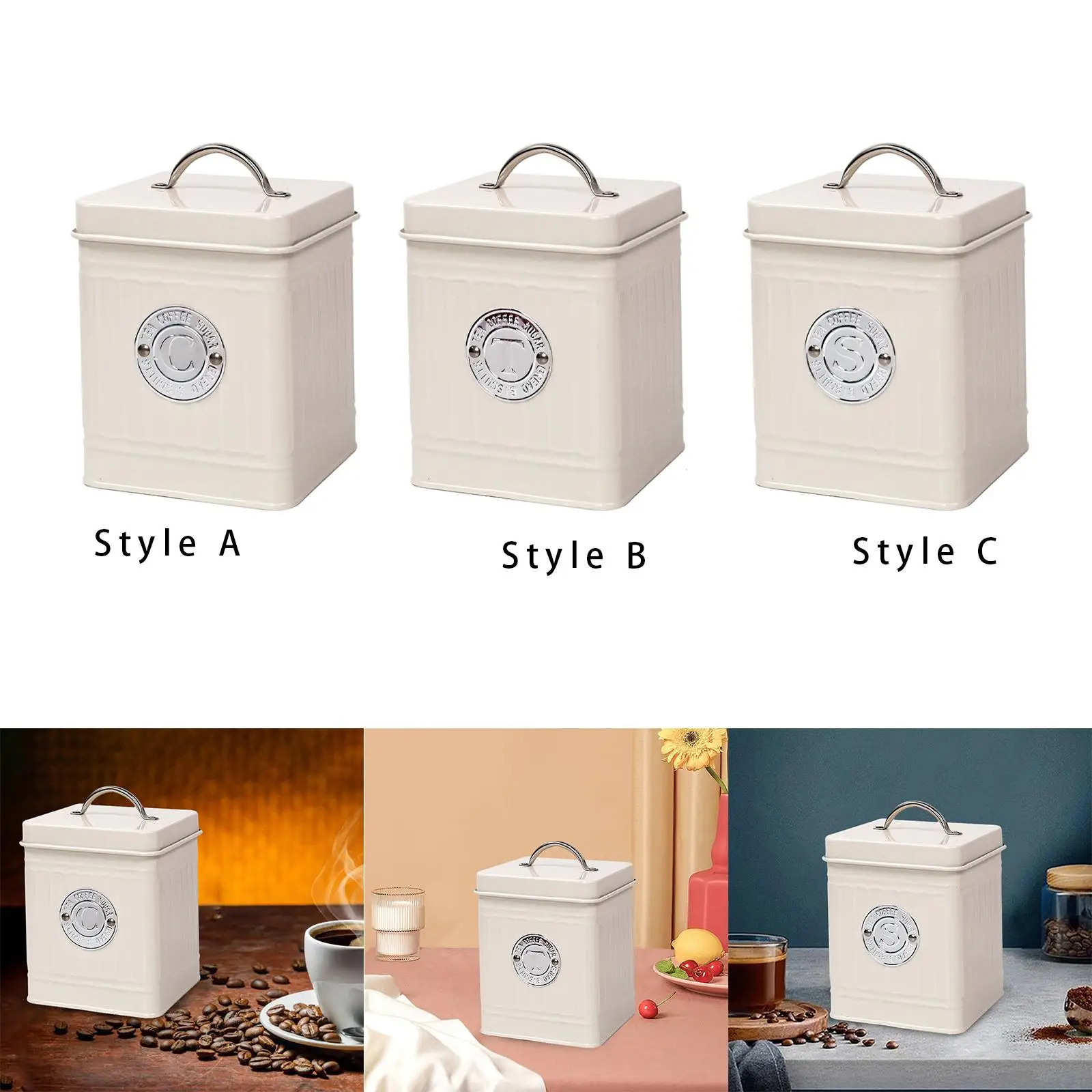 Tea Tin Canister Multifunctional Home Decor Sturdy for Cafe Counter
