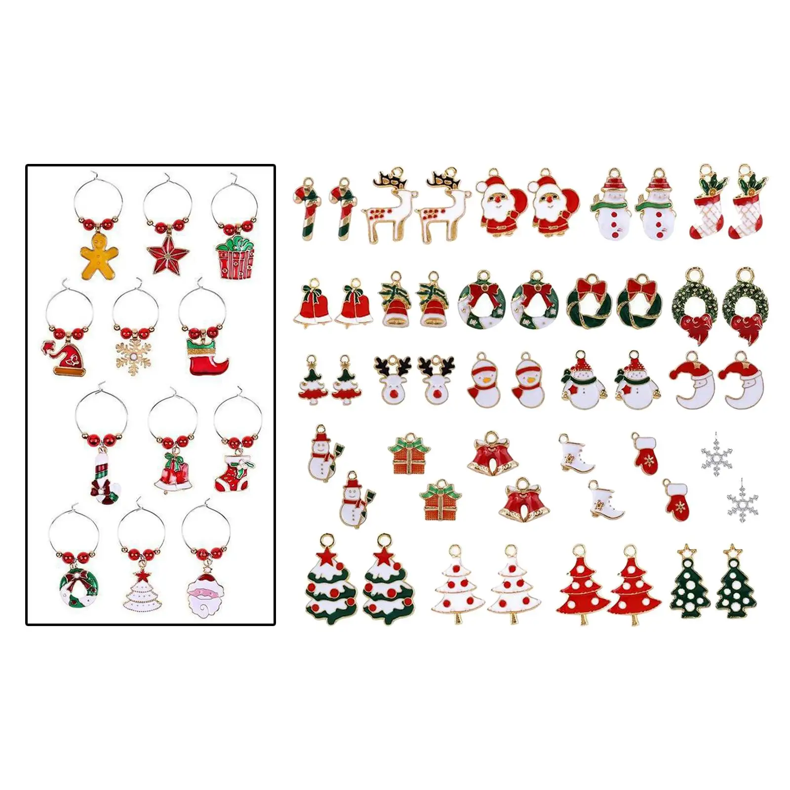 50 Christmas Charms Pendant Decorative for DIY Jewelry Making