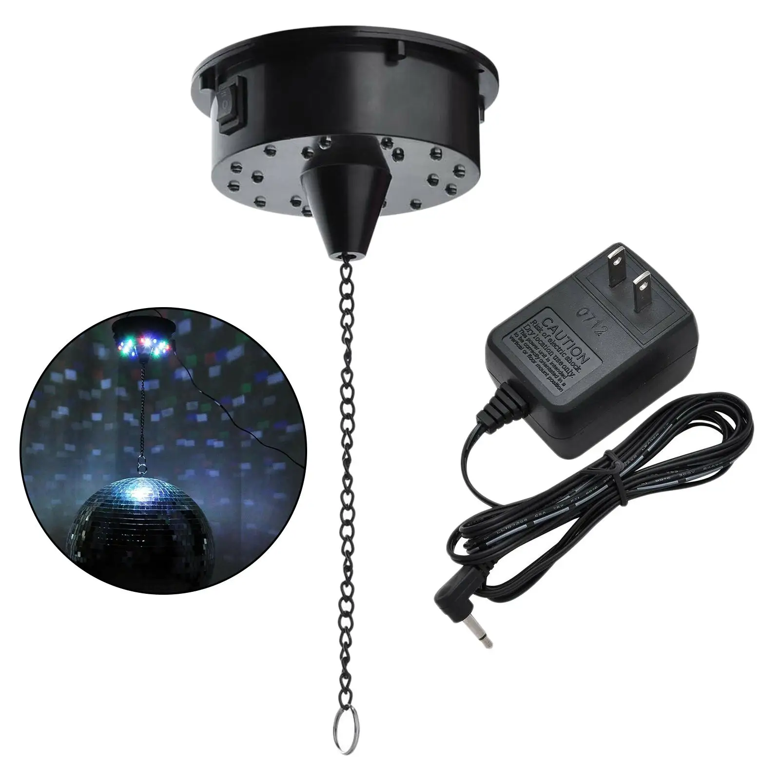 Sound Control 18 LED Lights,Glass Rotating Mirror Disco Ball Motor,Mirror Reflection Ball Hanging for Disco DJ Party Light