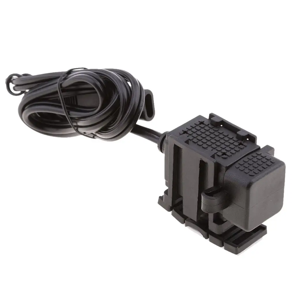 12V Motorcycle 3.1A Dual  to USB Cable Adaptor Charger Socket Black