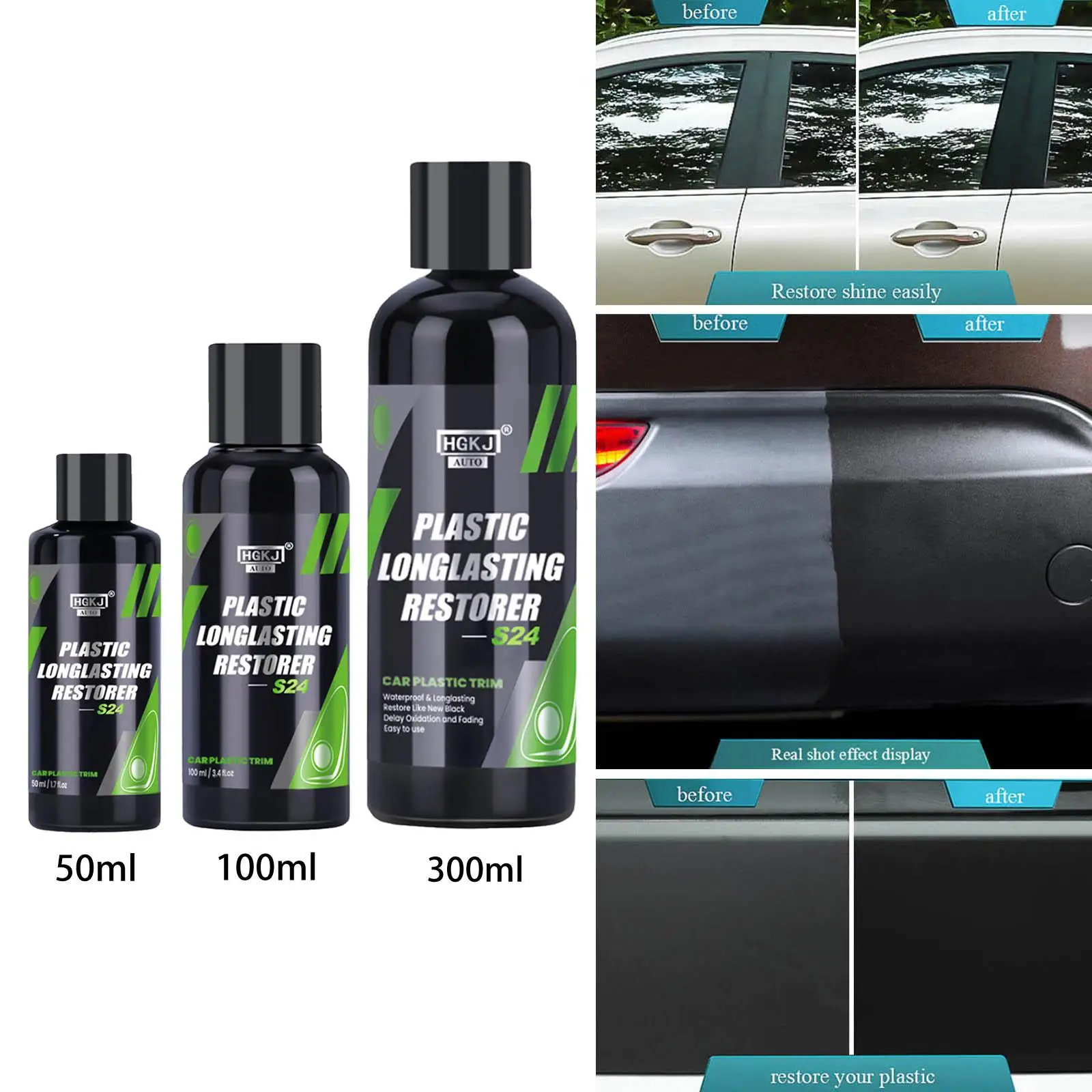 S24 Restorer Hydrophobic Instant Black Cleaner Liquid Coating for Parts Car Detailing Door Frames Tires  Agent