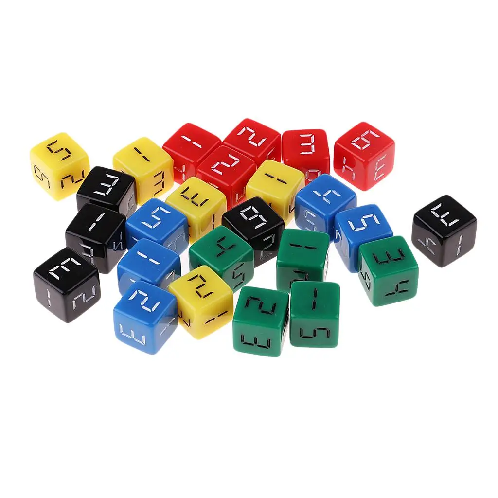 25 Pieces Acrylic 6 Side Numbered Dice D6 for Kids Math DND Board Game Toy