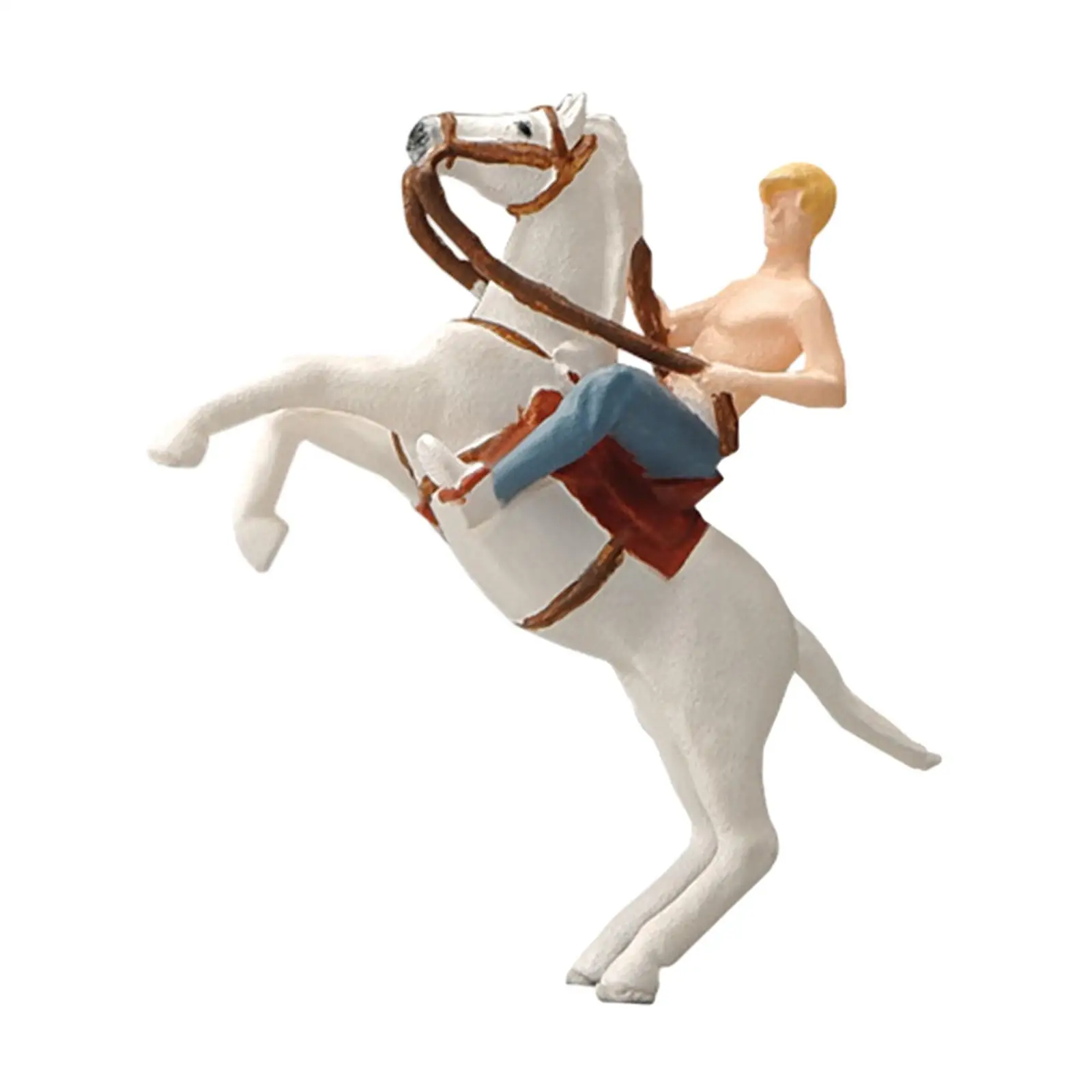 Miniature Resin Figurine 1/64 People Model Collection 1:64 Scale Male on Horseback for Desktop Ornament Micro Landscape