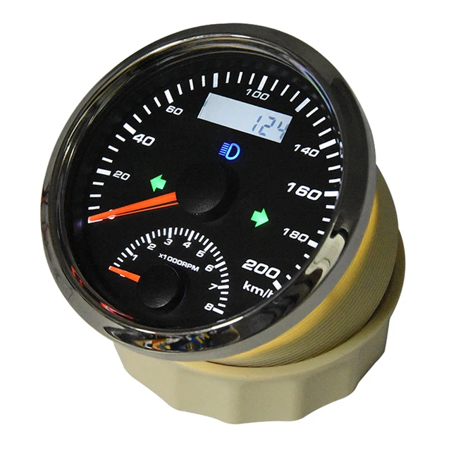 85mm GPS Tachometer 200km/h mit Drehzahlmesser 0-8000rpm Auto Boot Motorrad  GPS Geschwindigkeitsmesser Meter + GPS-Antenne 125km/h 200km/h