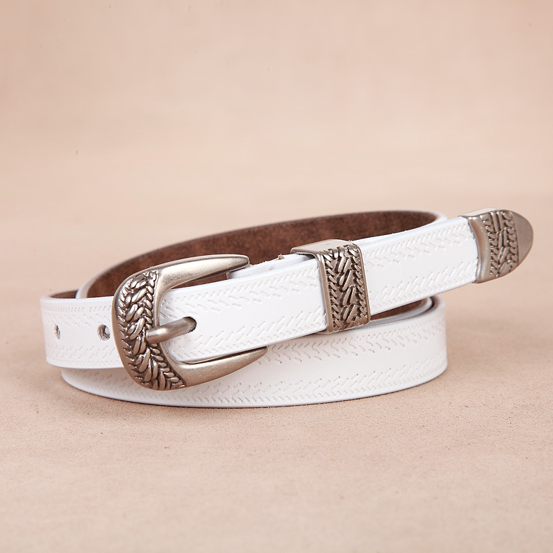 Neue Mode Frauen Dame Vintage Boho Metall Leder Doppel Schnalle Taille Gürtel Bund frauen Echt Leder Rindsleder Gürtel 1,8 cm – Detail 9