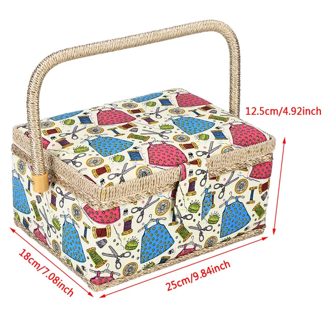 Viking Sewing Centervintage Bamboo Sewing Basket - Embroidery & Needlework  Storage Box