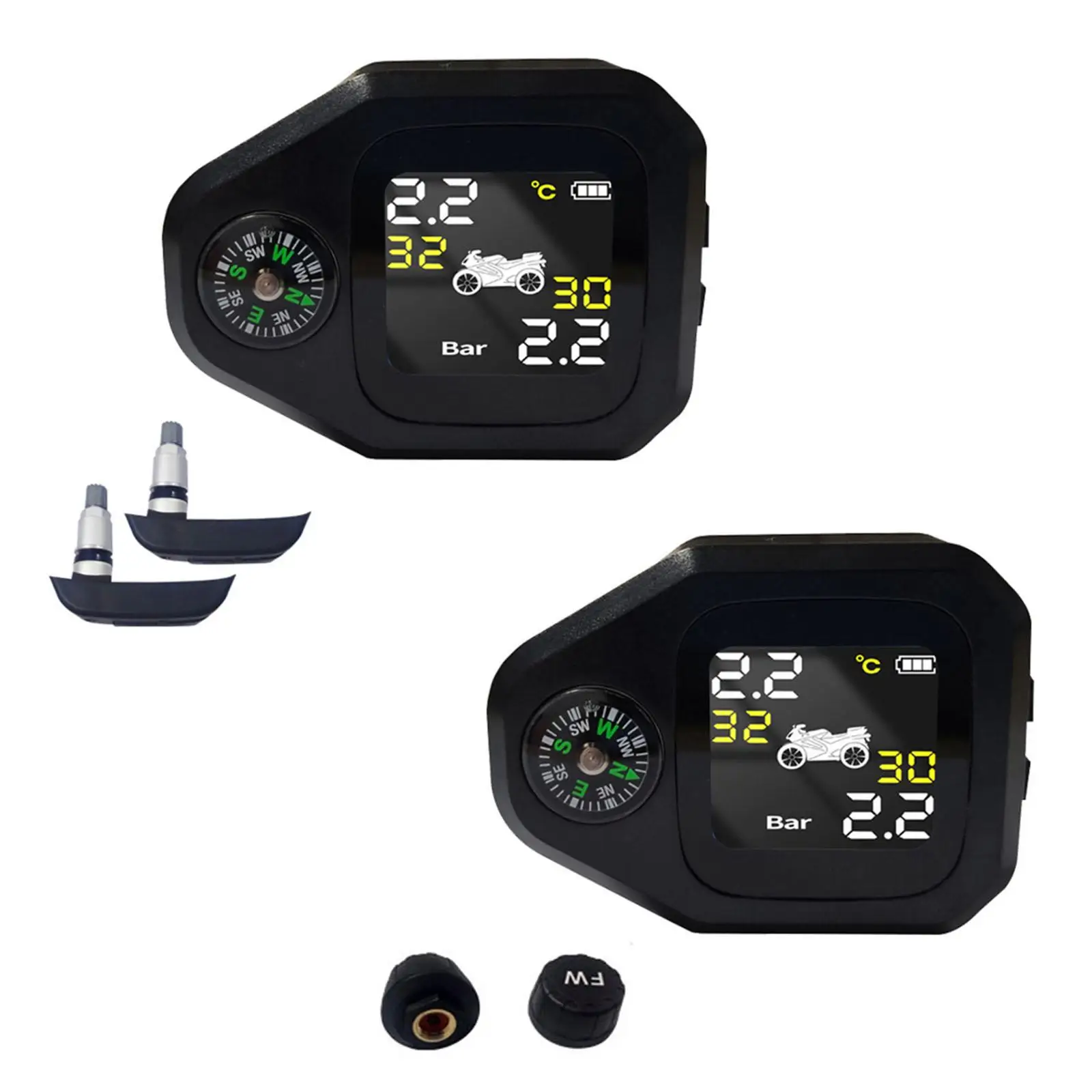 Waterproof  Motor  Tire Pressure  System Large LCD  Installation and Setup for Motorcycle Riding 